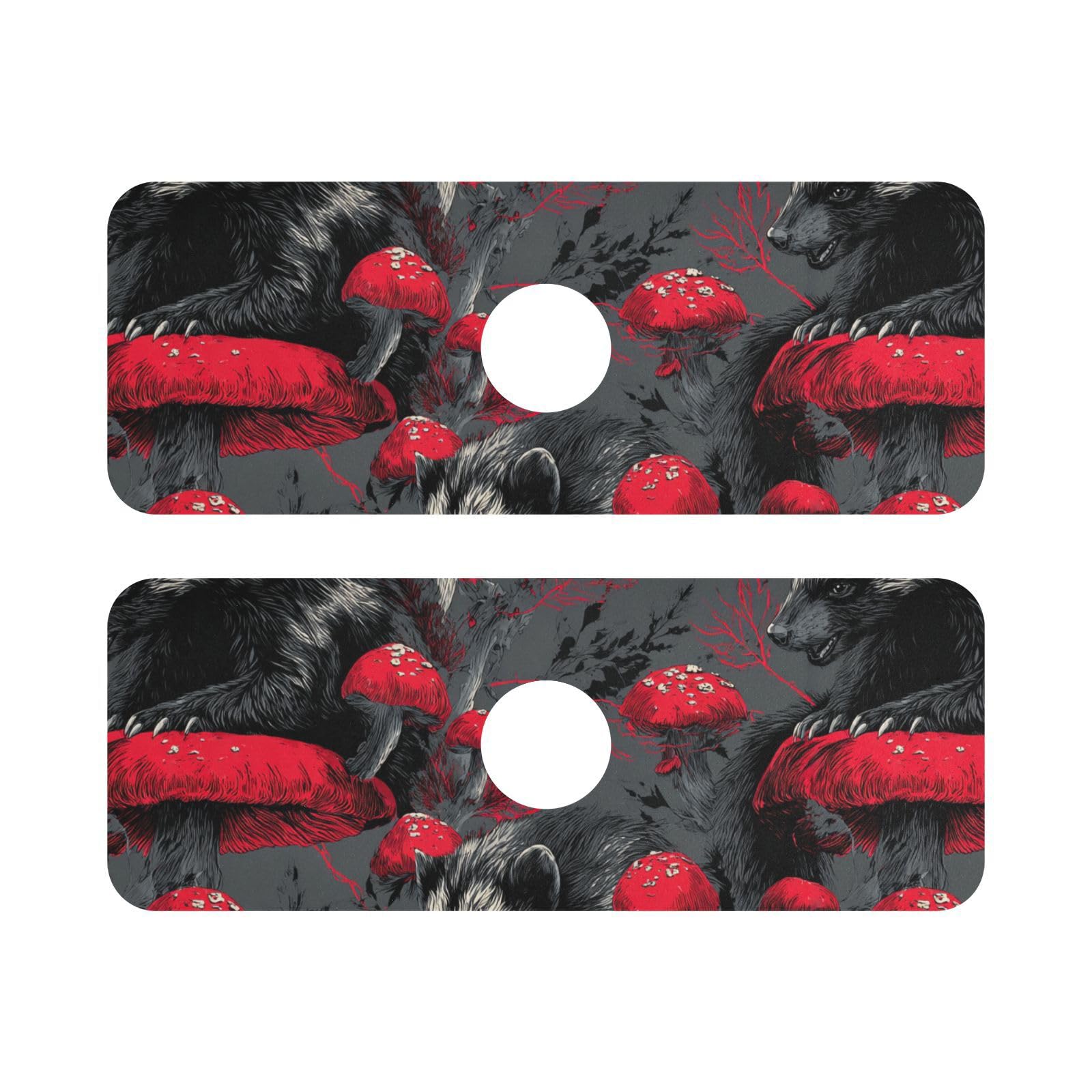 Diatomaceous faucet drain mat for kitchen sink reusable & decorated 2 Pcs faucet mat for kitchen Sink Splash Guard & Protectors 14.7x5.4in Crazy Beast Wolverine Shroom Gray