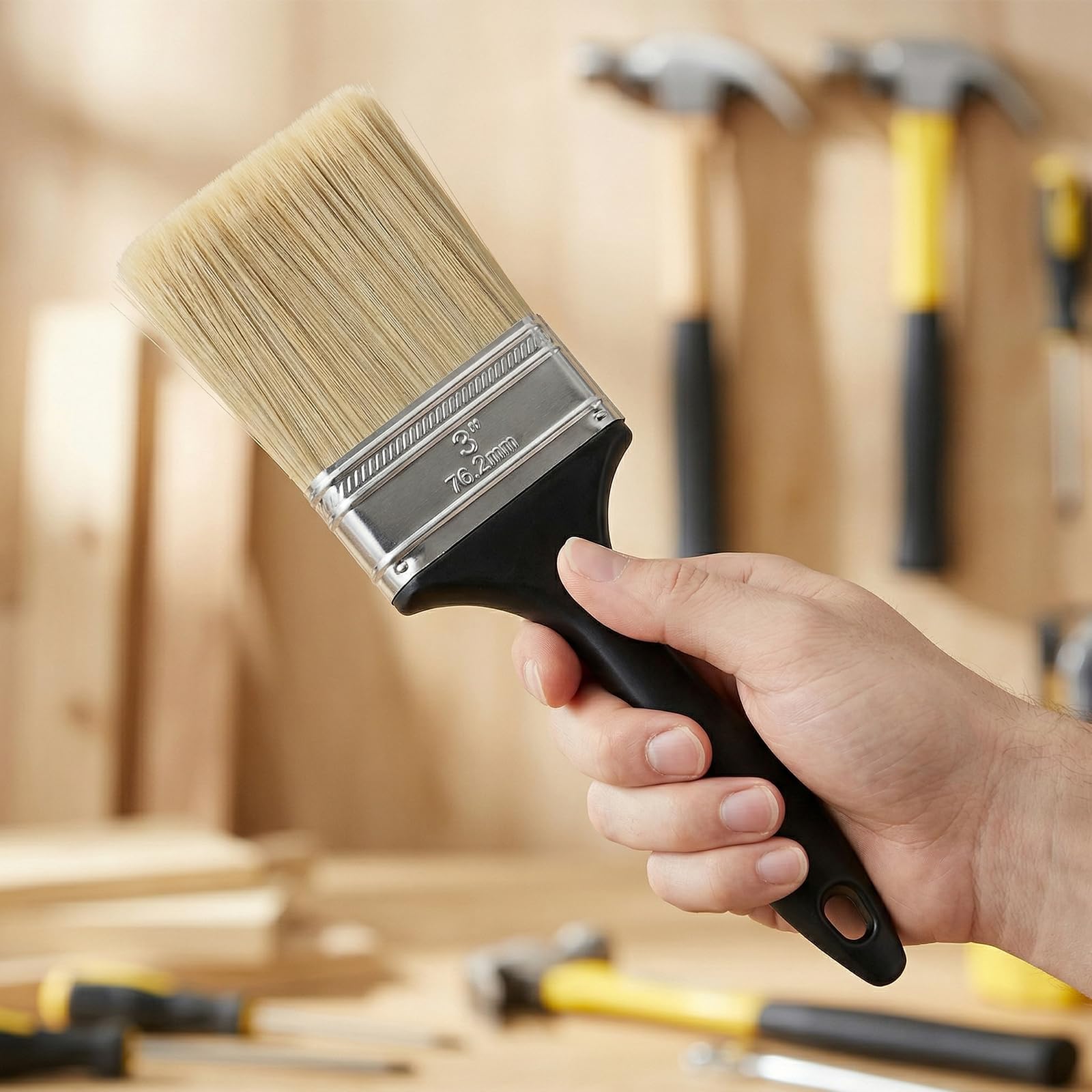 20 pinceles de pintura de 3 pulgadas, mango de plástico, pinceles de pintura de pared para pintura acrílica, muebles, vallas, madera