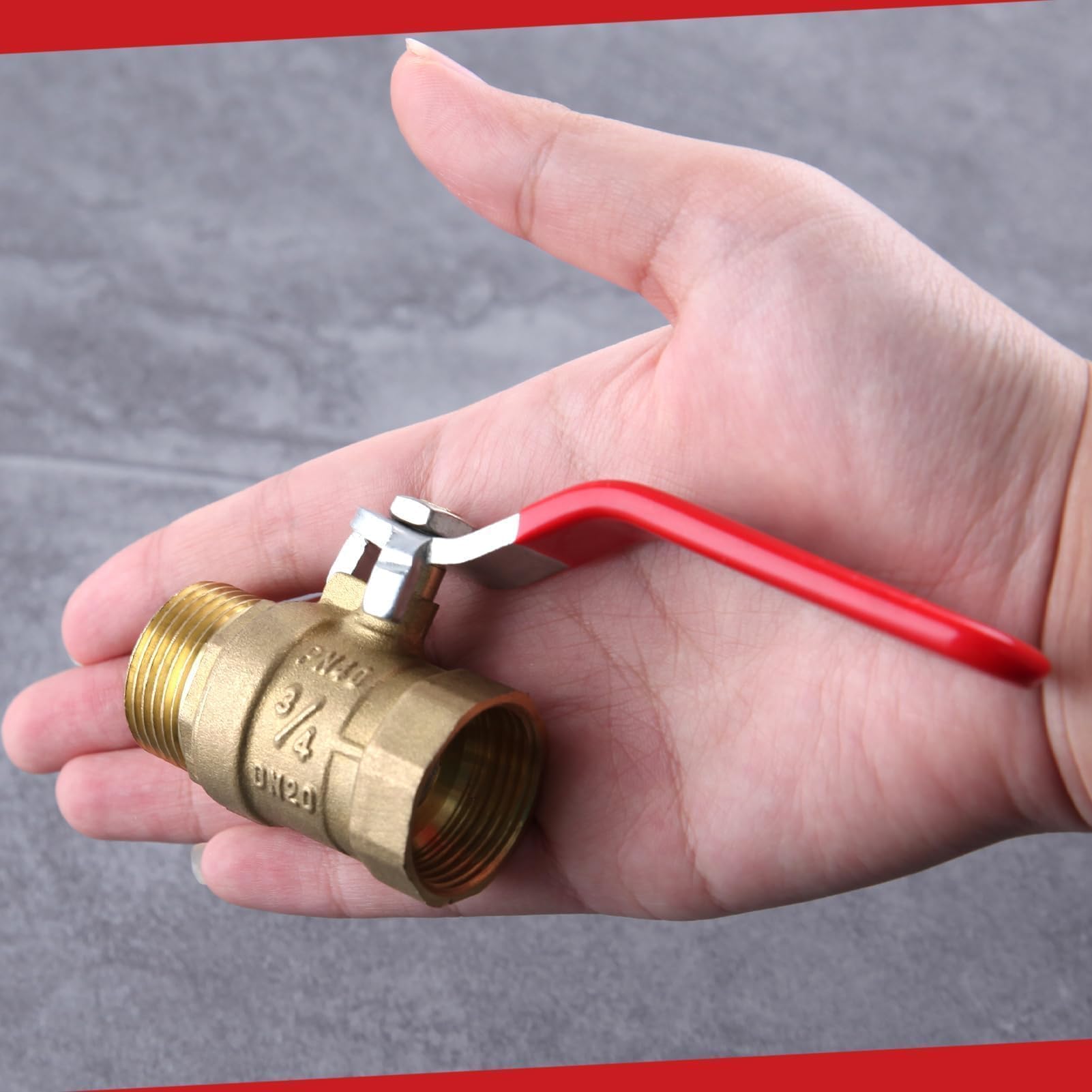 LEONTOOL Mosiężny zawór kulowy G3/10.2 cm gwint męski x żeński, przełącznik odcinający zawór kulowy o dużej wytrzymałości z uchwytem dźwigniowym, bez mosiężnego montażu, 300WOG (woda, olej i gaz