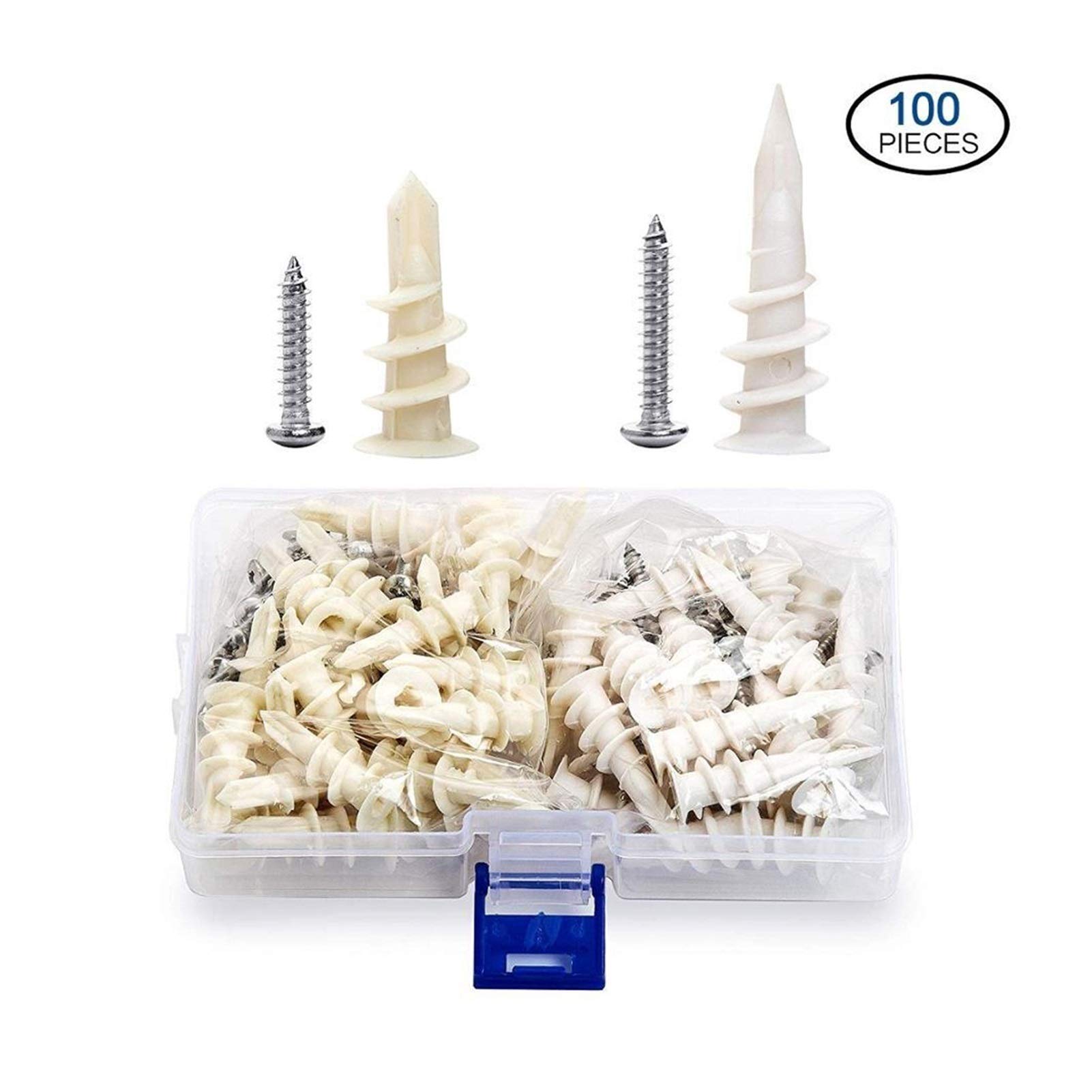 Bulloni di espansione, 100 pezzi di tasselli di espansione in plastica, tasselli autoperforanti for cartongesso, viti for cartongesso, tasselli in nylon, strumento for tende da casa, cartongesso
