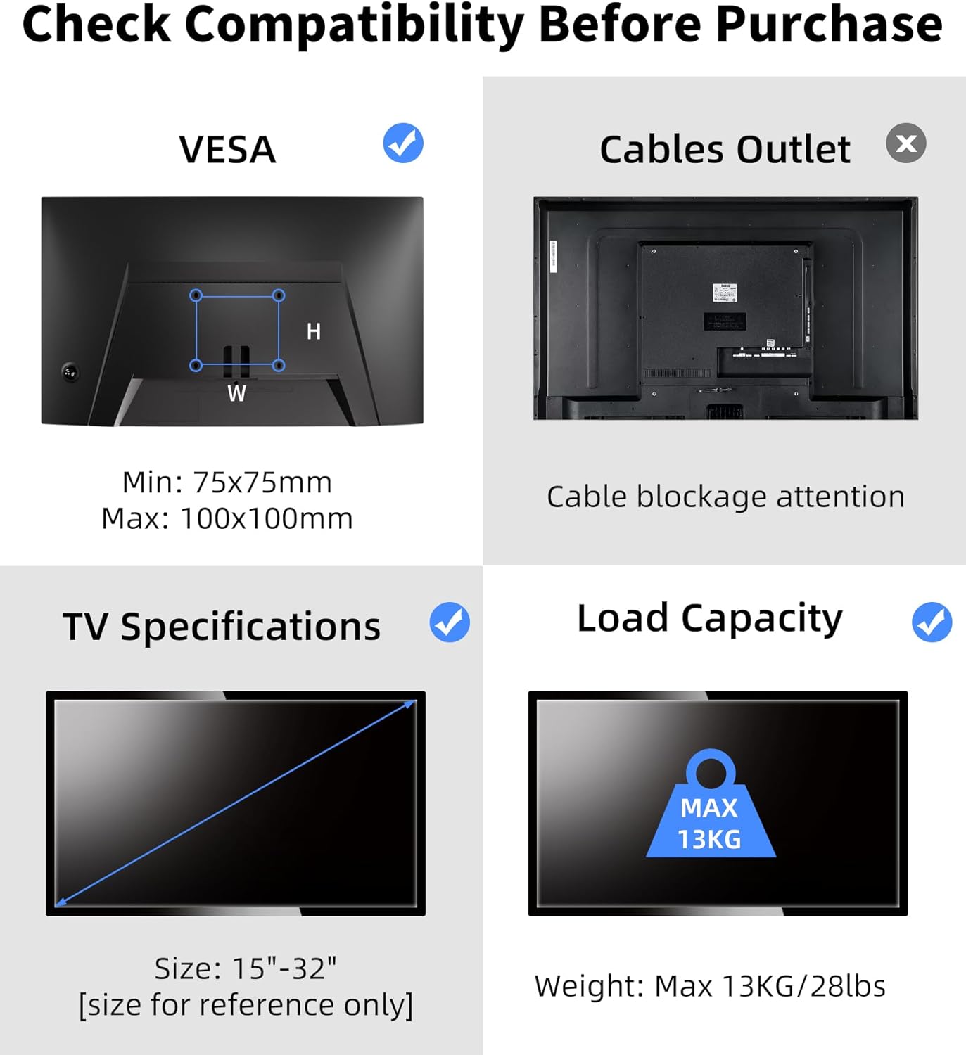 Suptek TV Wall Mount Swivel Tilt Rotation Full Motion Adjustable Articulating for Most 15-32 inch LED, LCD Monitor Wall Mount VESA 75,100, 2 Packs (MA2720-2)