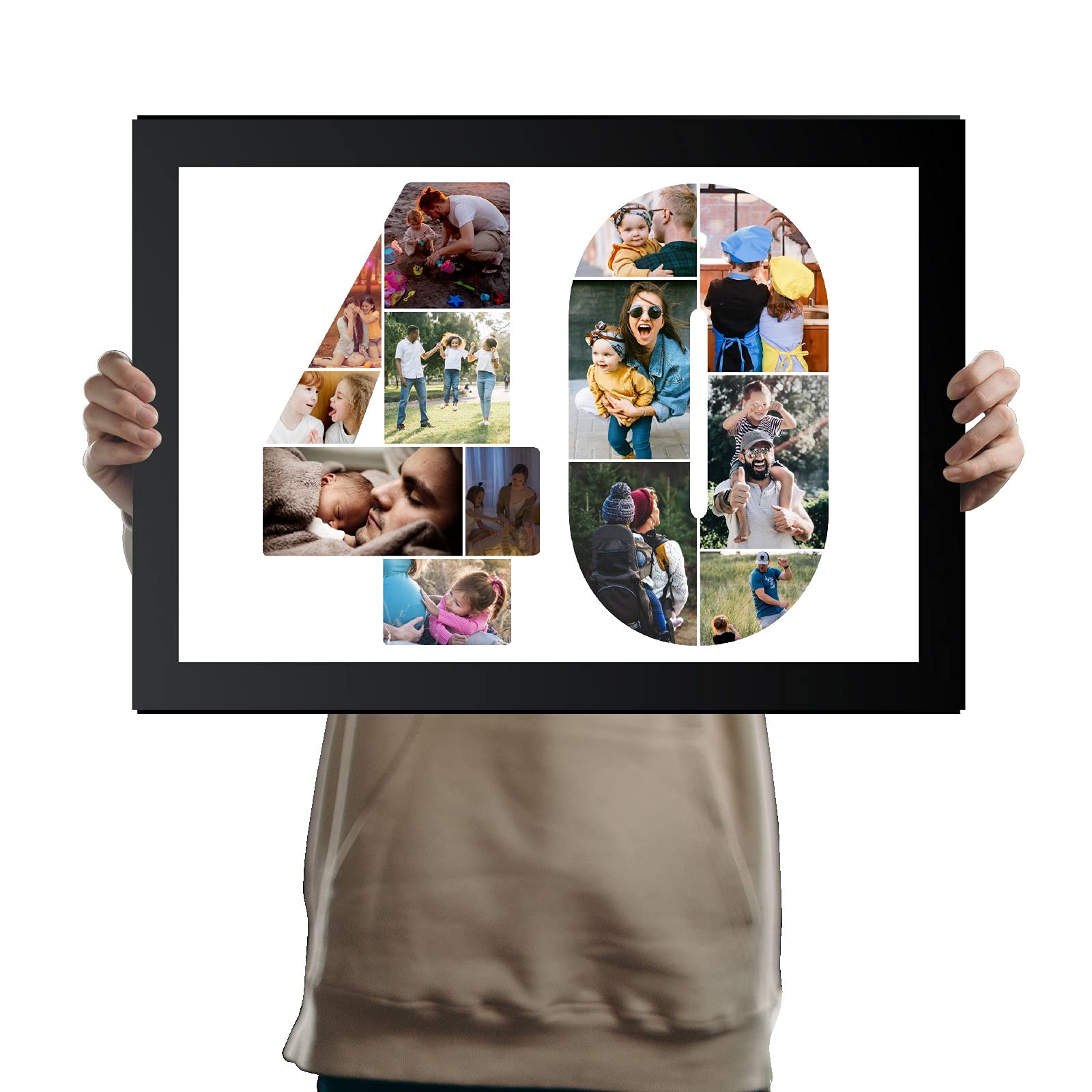 You Personalise 40th Birthday Personalised Photo Collage Framed Black A3