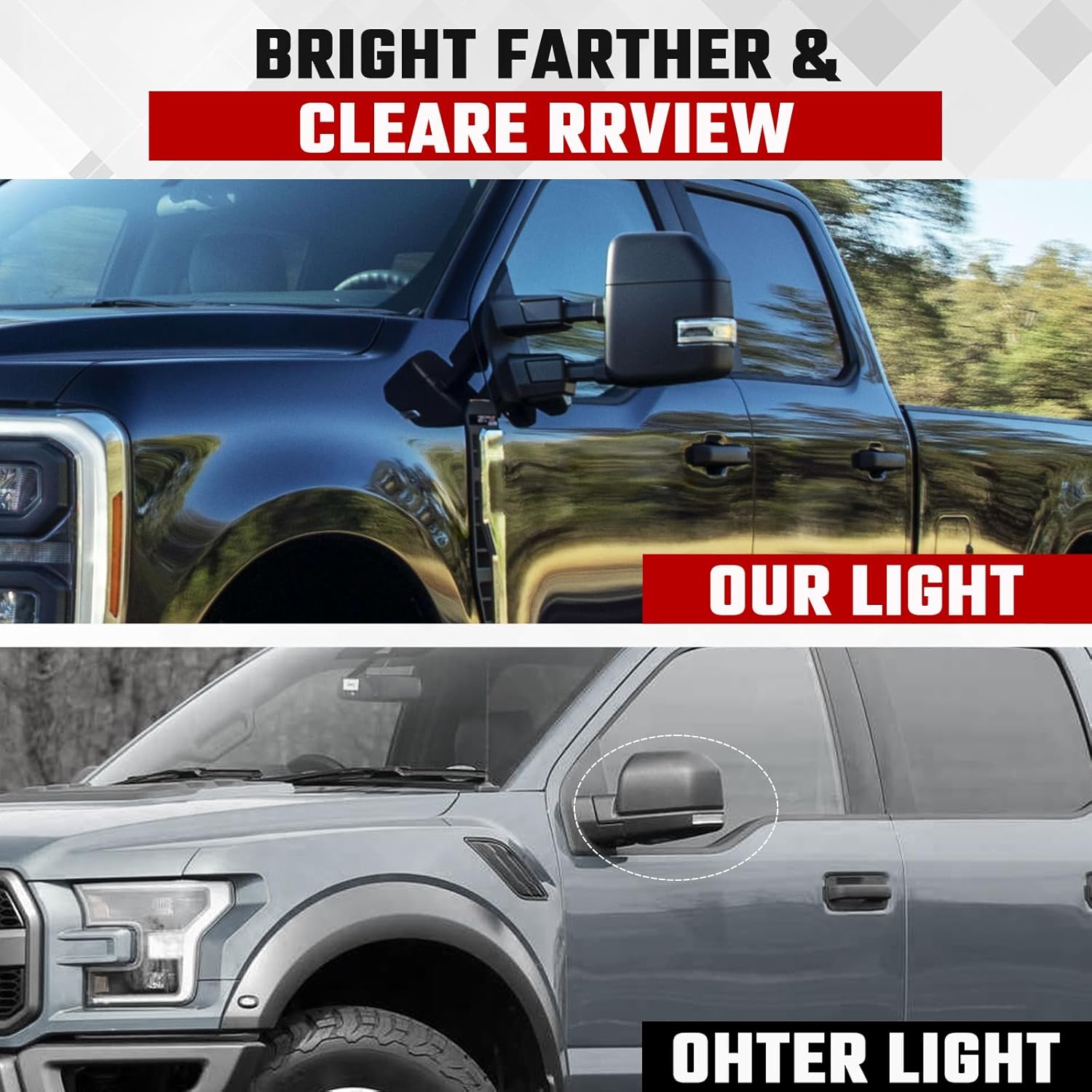 Tow Mirror Turn Signal LED Light Fit for Ford F-150 F-250 F-350 F-450 F-550 2015-2024, Side Mirror Indicator Lamp, Replaces FL34-13B382-CA