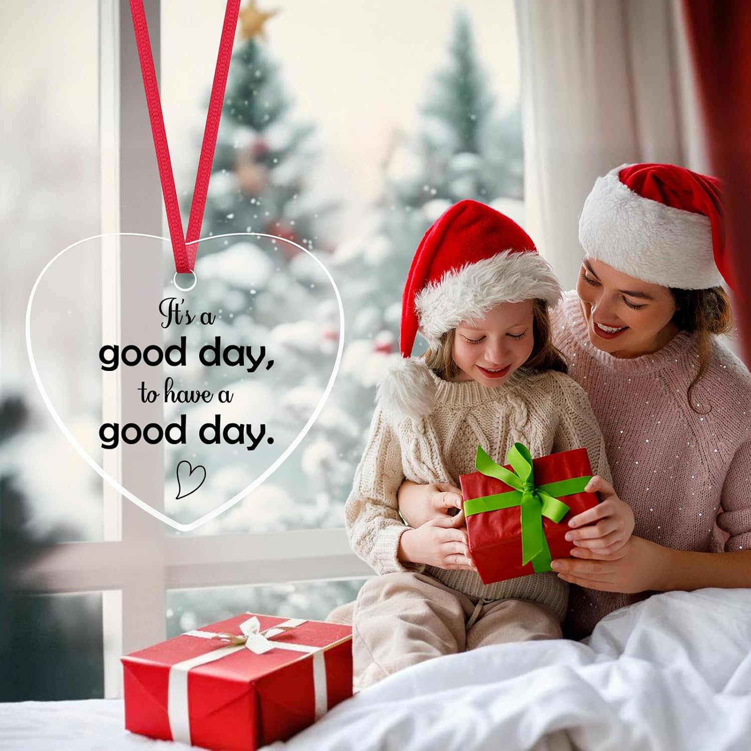 Positive Affirmations Christmas Ornaments Motivational Gifts for Women Memorial Gift Acrylic Heart Tag Inspiration Quote Gift for Daughter Sister Best Friend Graduation Birthday Gifts - Image 6