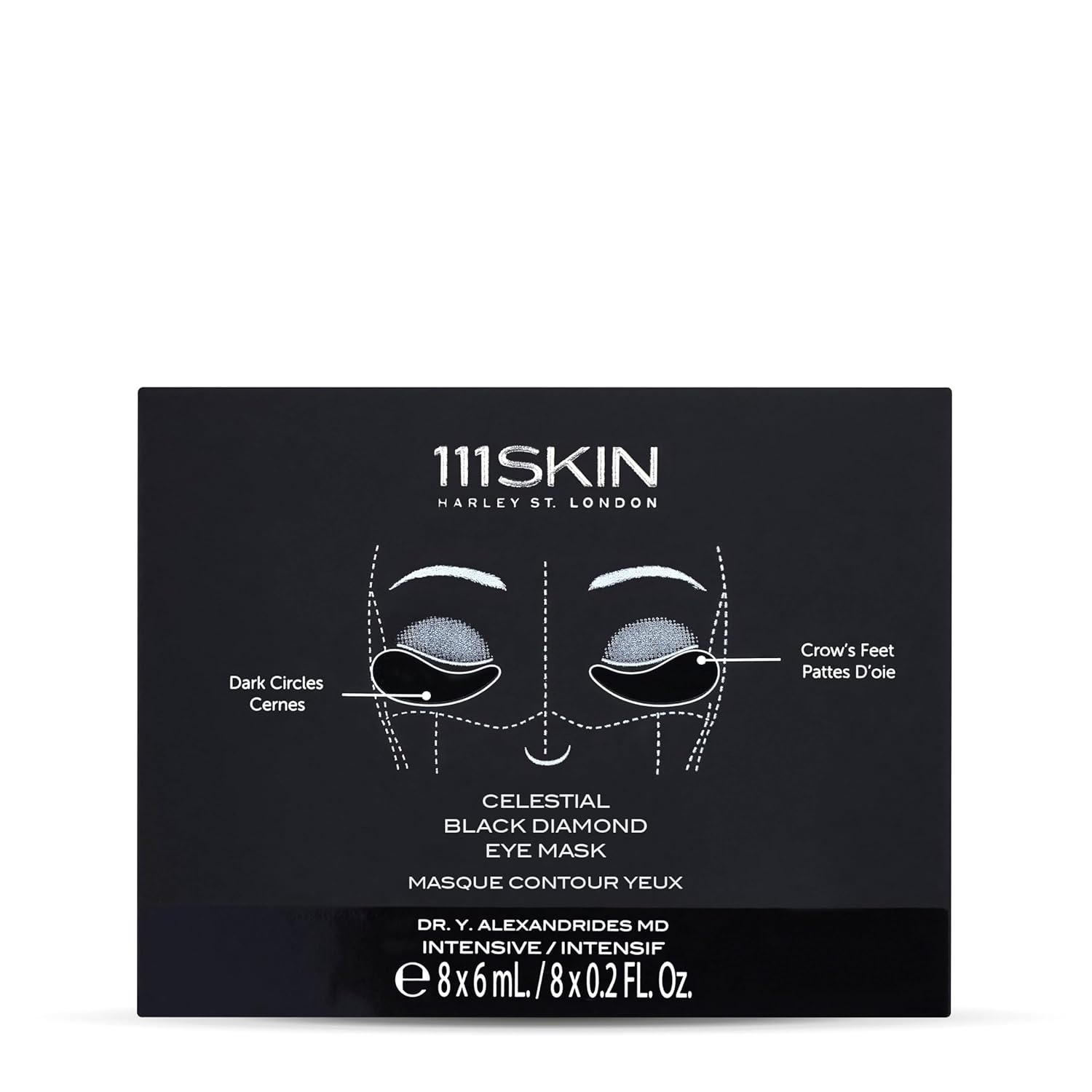 111SKIN Celestial Black Diamond Eye Mask | Combat Fine Lines, Wrinkles, Dehydration | Set of 8 (8 x 0.2 oz)