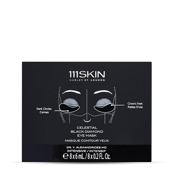 111SKIN Celestial Black Diamond Eye Mask | Combat Fine Lines, Wrinkles, Dehydration | Set of 8 (8 x 0.2 oz)