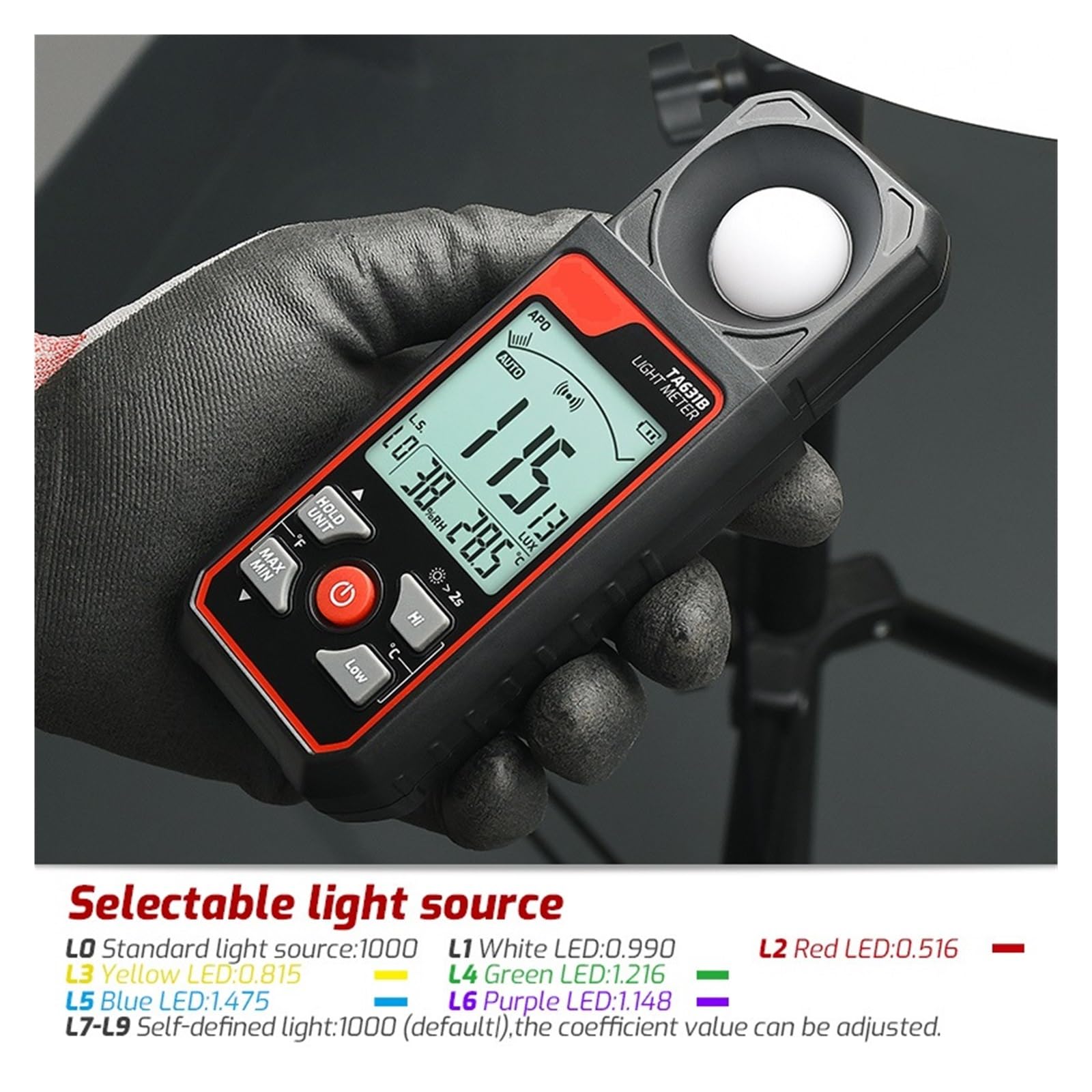 Medidor De Luz Didital TA631A TA631B, Luxómetro De Fotografía, Iluminómetro De 300000LUX, Fotómetro De Medida LX/FC, Probador Ambiental(TA631B)
