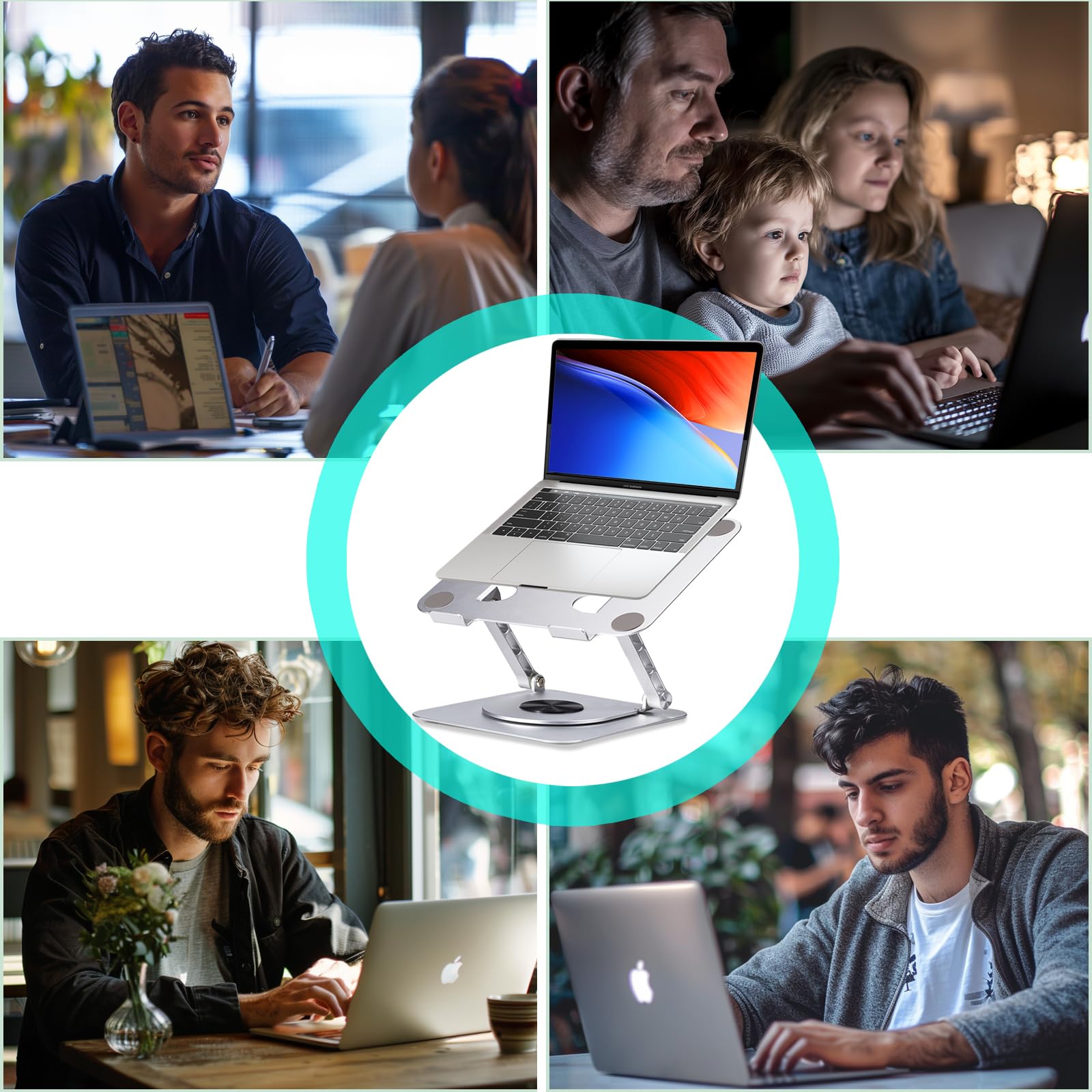 Supporto Monitor Scrivania - Supporto in Lega di Alluminio con Rotazione di 360 Gradi per PC Pieghevole, Regolabile in Altezza e Angolazione, Compatibile con iPad, Laptop e Tablet Sotto i 17 Pollici.