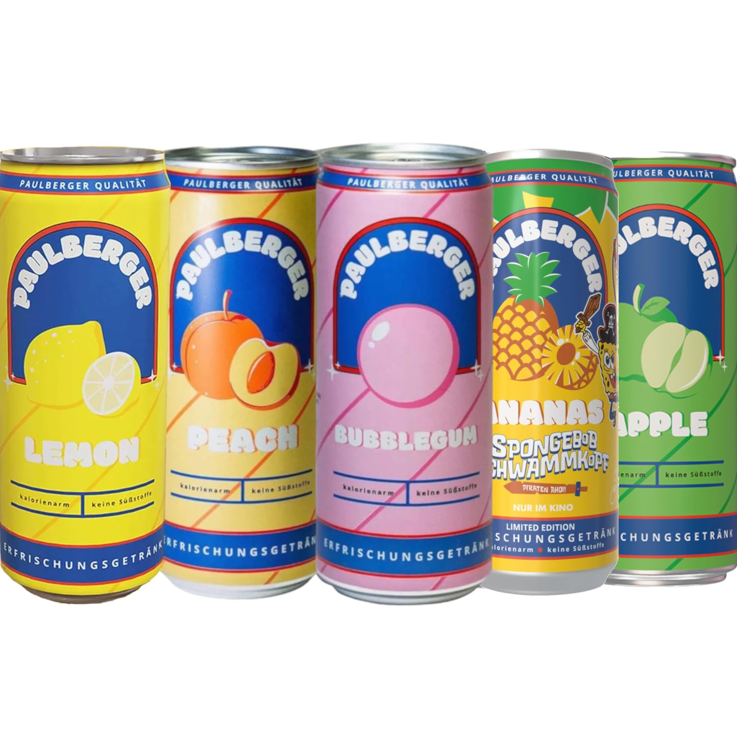 Paulberger Limo Set alle Sorten! Paul Berger iCrimax 1x Lemon 1x Bubblegum 1x Peach 1x Ananas 1x Apfel 5 x 330ml (1650ml) inkl. 1,25€ Pfand Einweg