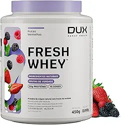 Fresh Whey Protein - Frutas Vermelhas 450g - 20g de Proteínas por Porção - Suplementos Naturais, Suplementação Treino Academia, Ganho Muscular Hipertrofia - DUX HUMAN HEALTH