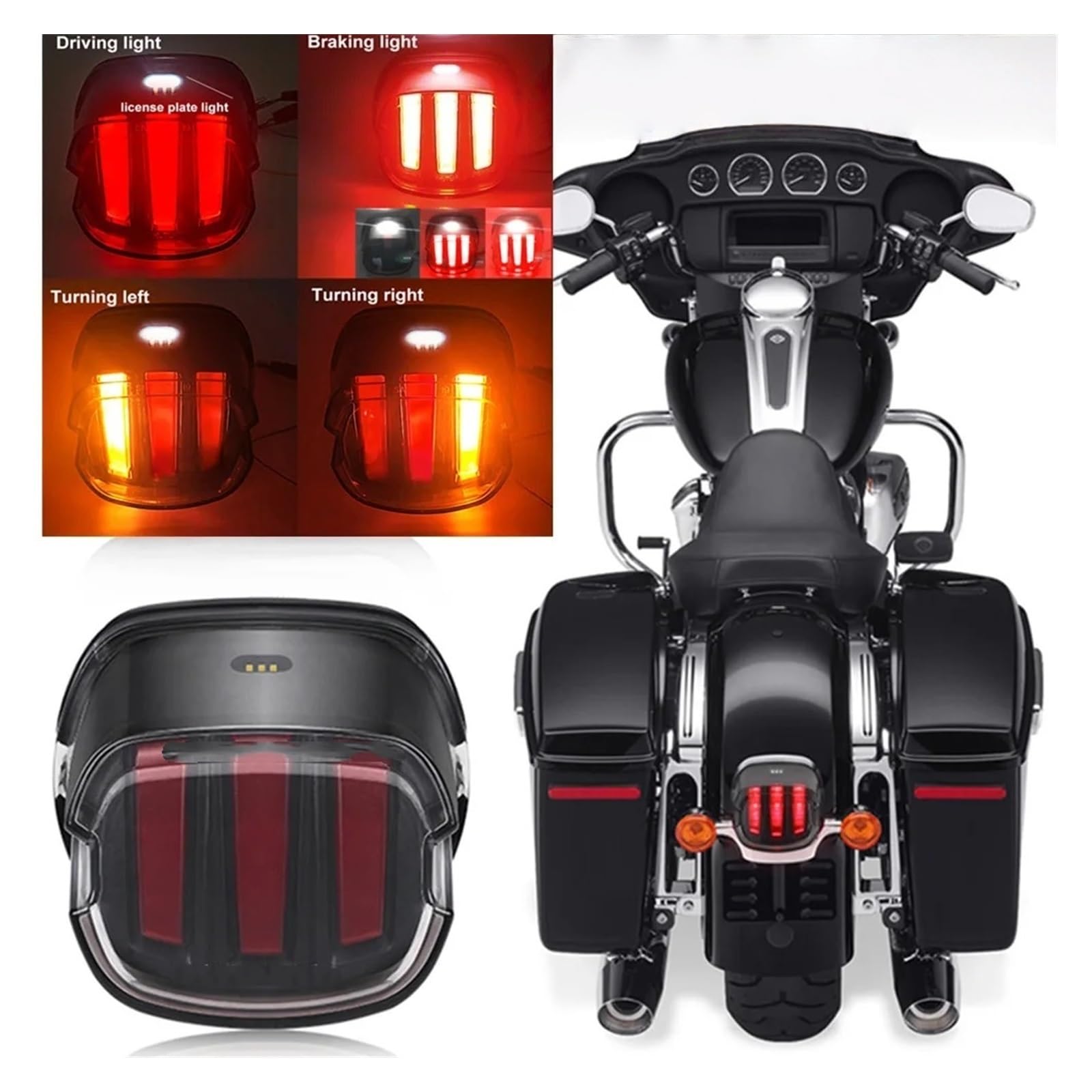 Indicateur Lumineux Moto Feu Arrière De Frein LED pour Motos, Clignotant Arrière pour Sportster pour Dyna pour Fatboy pour Softail pour Touring Glide King
