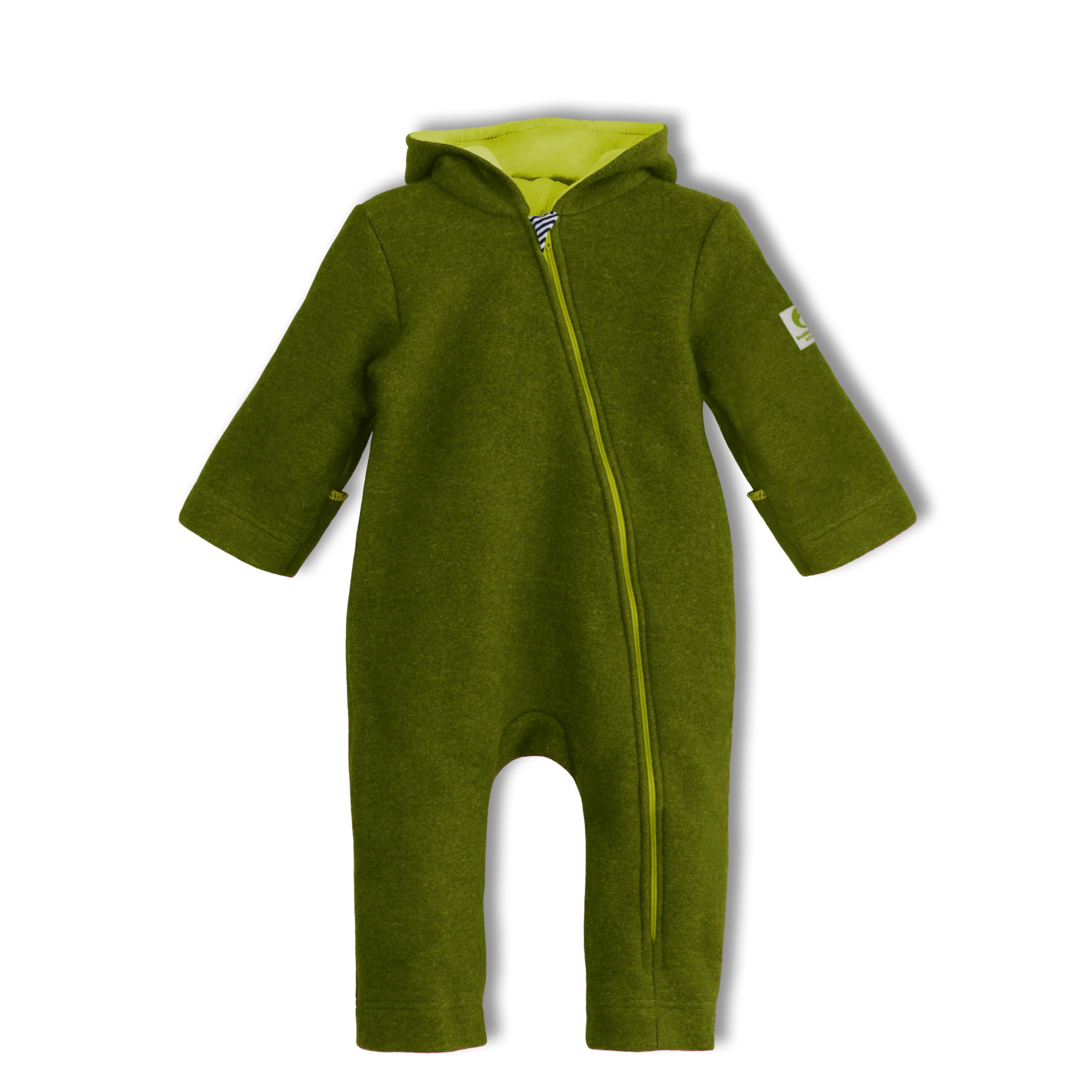 Baby Overall aus Walkwolle – Unisex Wollanzug für Herbst & Winter mit Kapuze, diagonalem Reißverschluss & umklappbaren Handschuhen/Füßlingen – Made in Germany
