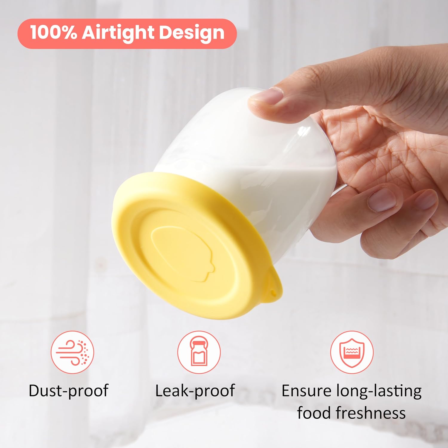 8PCS Replacement Yogurt Lids with Lid Storage Organizer - Silicone Leakproof Jar Covers Fit for Ultimate Yogurt Jars, Airtight, Dishwasher Freezer Microwave Safe, Fit Perfectly(Jars NOT Included)