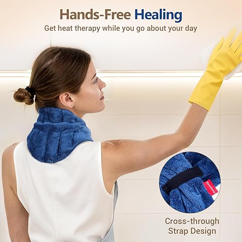 Miniatura 7 de Comfytemp Almohadilla térmica para microondas para cuello, hombros y espalda, 33 x 4 pulgadas, calentador de cuello húmedo para aliviar el dolor,