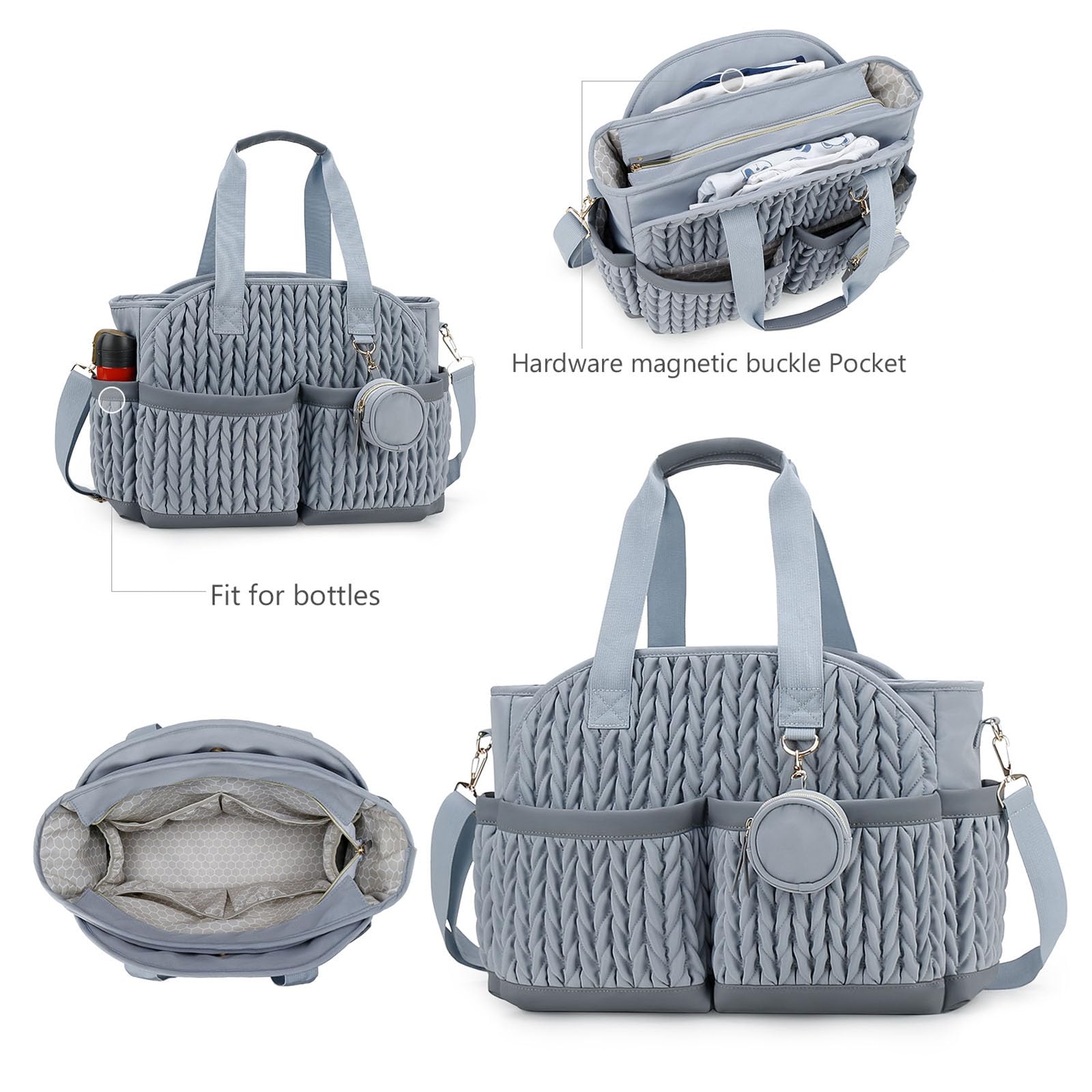 Organizador de pañales de Hombro, Bolsa Acolchada Resistente Agua con Correa de Hombro Ajustable para Salidas Familiares, Bolsa Impermeable