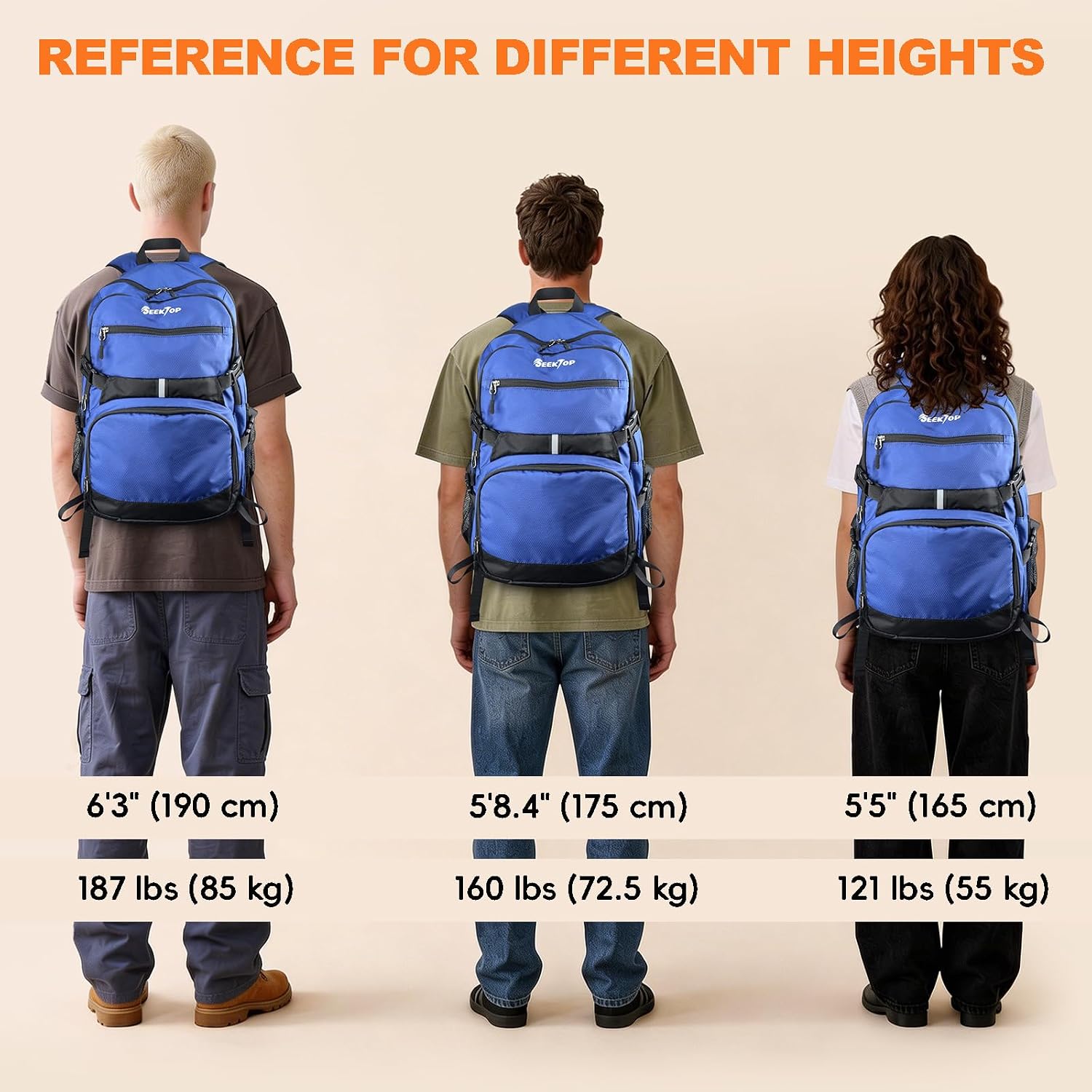 Seektop Lightweight Travel Backpack for Men Women, Multiple Pockets 40L Hiking Backpack Foldable Carry on Backpack for Outdoor Camping Sport Leisure (Blue)