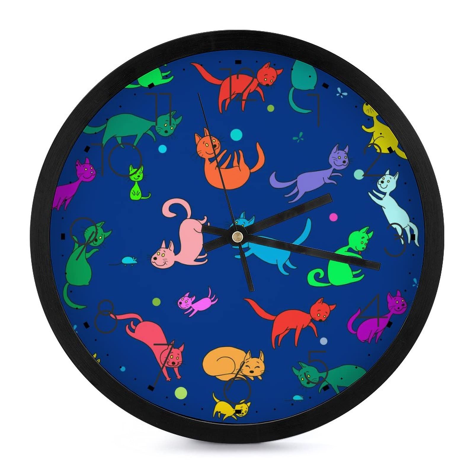 Horloge murale ronde chats colorés pendule décorative salon cuisine 25.4cm