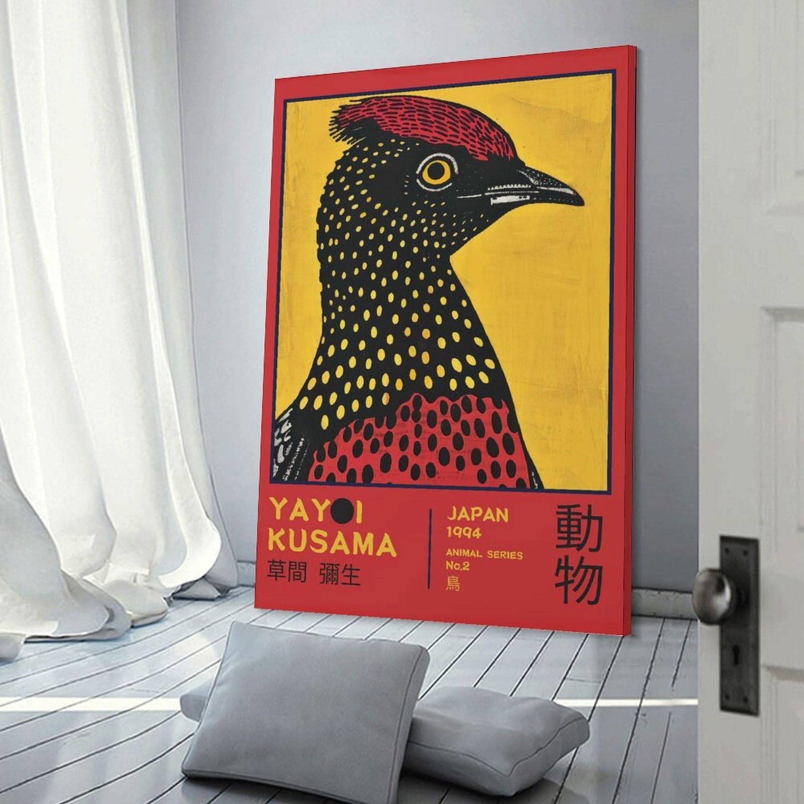 Junmoney Decorative Wall Artwork Yayoi Kusama Bird No.2 Exhibition Poster, 20x30inch(50x75cm), for Home, Office, Studio Or Guest Room, A Flexible Wall Accent for Shared Spaces