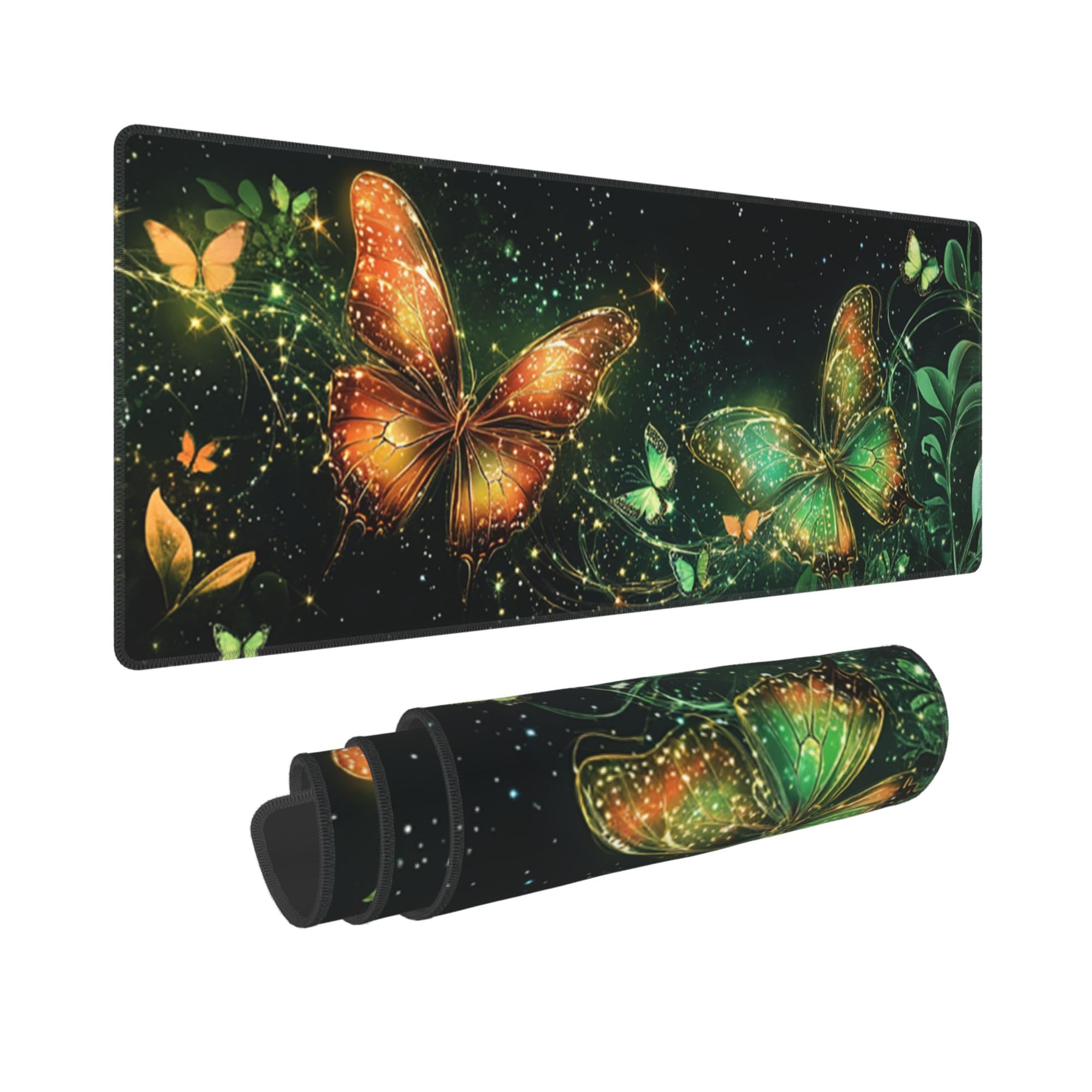 Butterfly Large Mouse Pad Extended Desk Mat for Keyboard and Mouses Gaming Rubber Keyboards Mats Home Office Computer Accessories Waterproof and Non-Slip 31.5x11.8 Inch