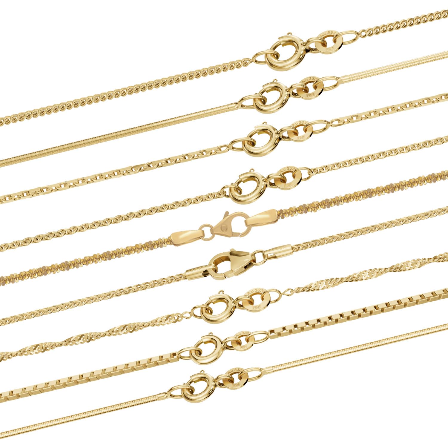 Edle feine dünne filigrane Goldkette massiv 333-8 Karat Gold Halskette
