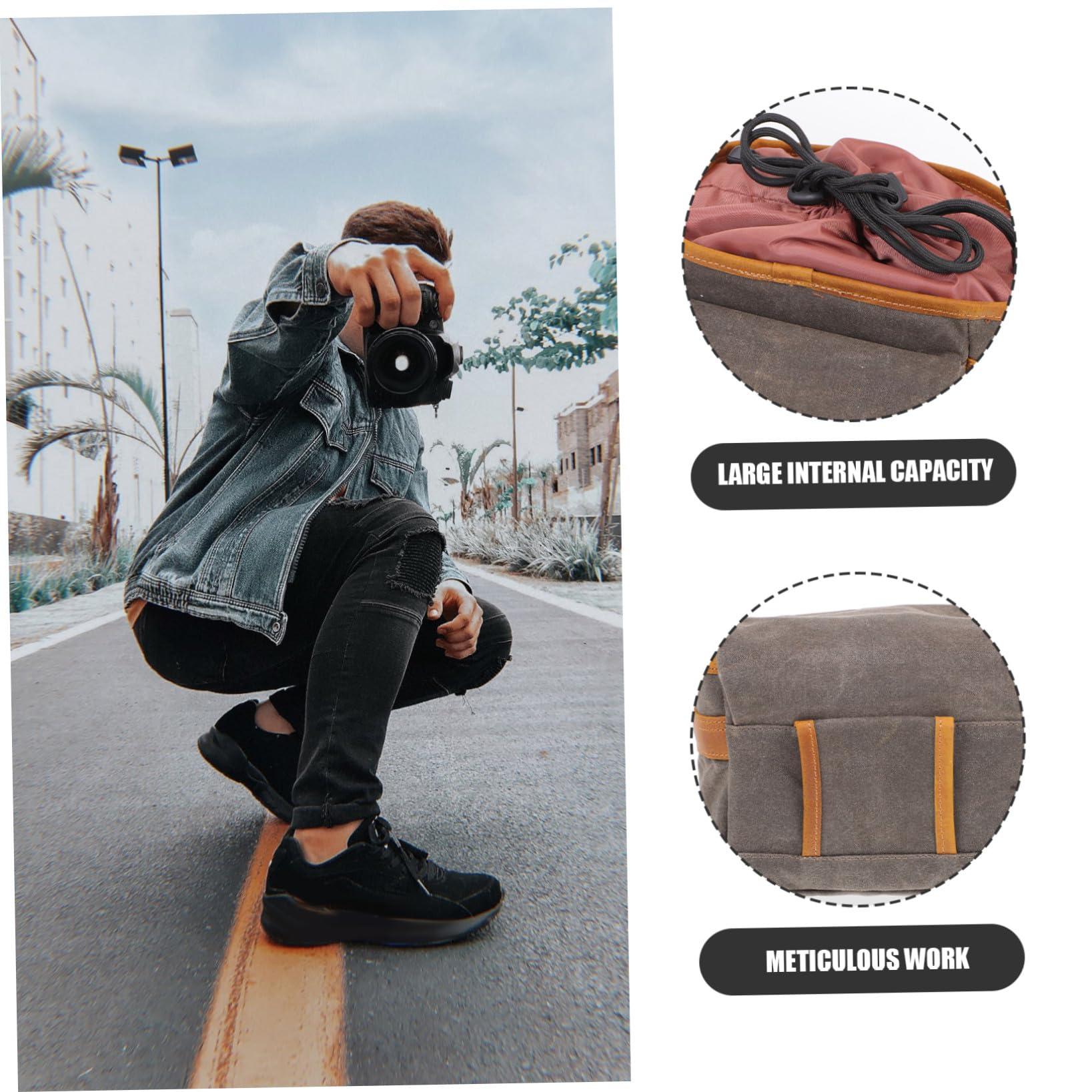 Borsa Porta-fotocamera Antiurto Militare Verde, Custodia Compatta per Fotocamere Dslr e Mirrorless Scomparti Separati, Borsa Portatile per Esterni e Viaggi Fotografici