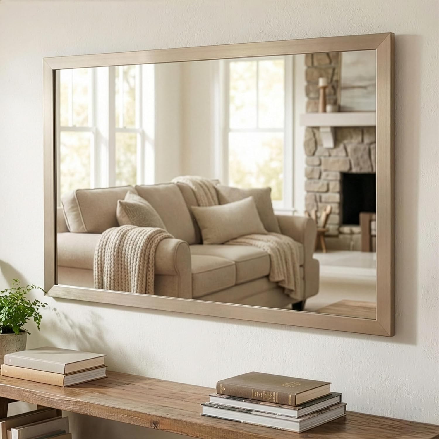 Frame My Mirror Gold Bathroom Mirror for Wall, 26" x 32" Champagne Bronze Bathroom Vanity Mirror, Made in USA, Hangs Horizontally or Vertically, Meade Design