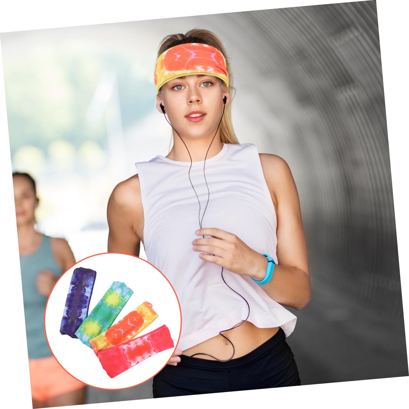 GALPADA Lot De 4 Bandeaux Élastiques Anti-Transpiration pour Femmes pour Le Yoga Le Sport La Course À Pied Lentraînement - 4 Bandeaux