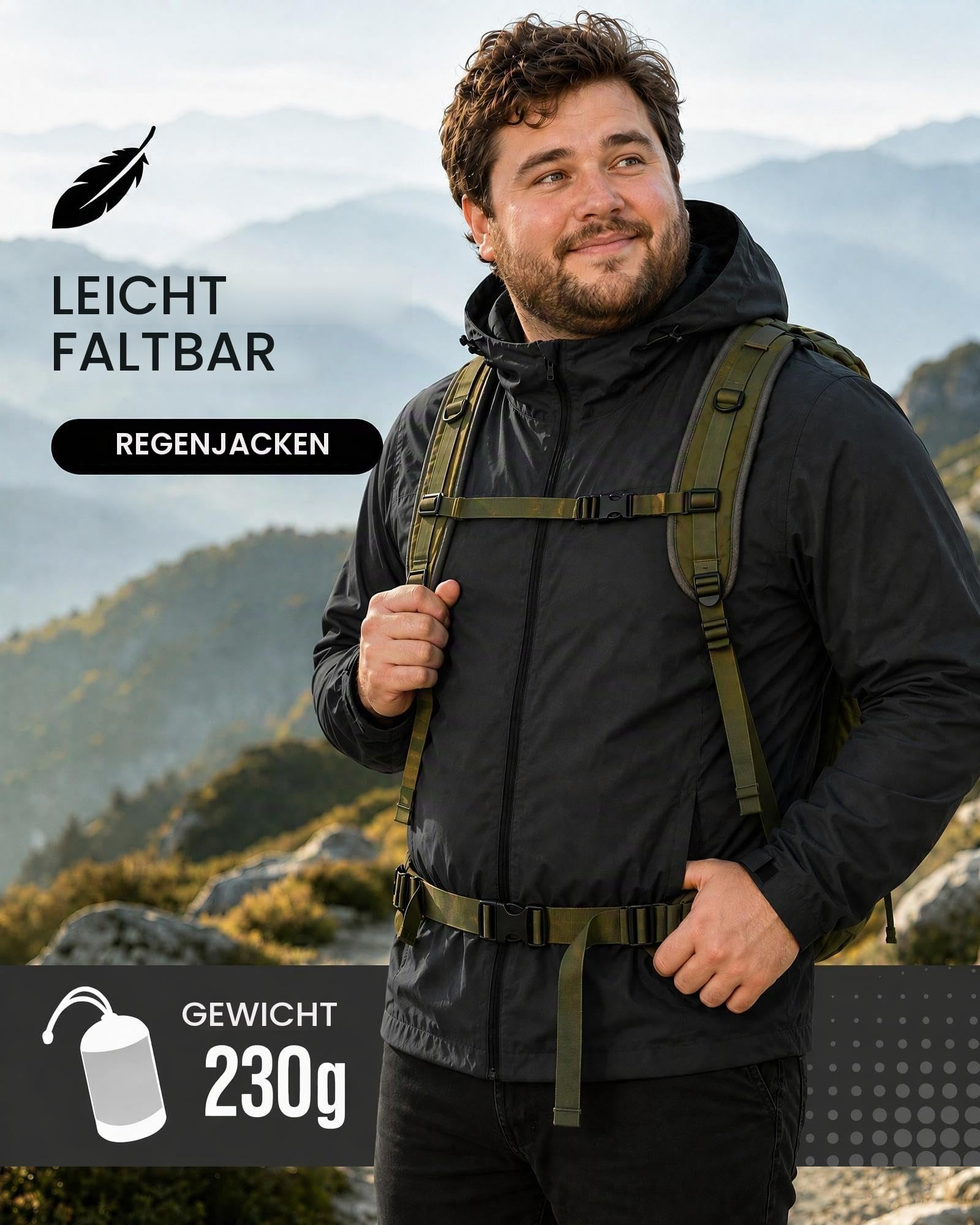 Regenjacke Herren Wasserdicht Atmungsaktiv regenjacken für herren Windbreaker mit Kapuze dünne fahrrad regenjacke herren