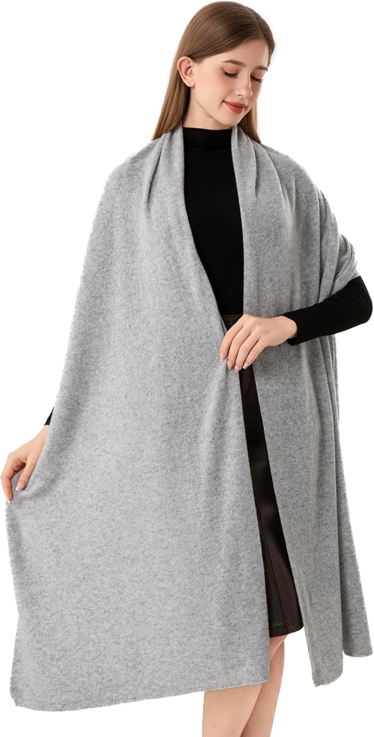 Cashmere Wool Blended Wrap Knitted Scarf Stole for Women Airplane Travel Blanket Shawl 87x28 IN Pashmina - Image 3