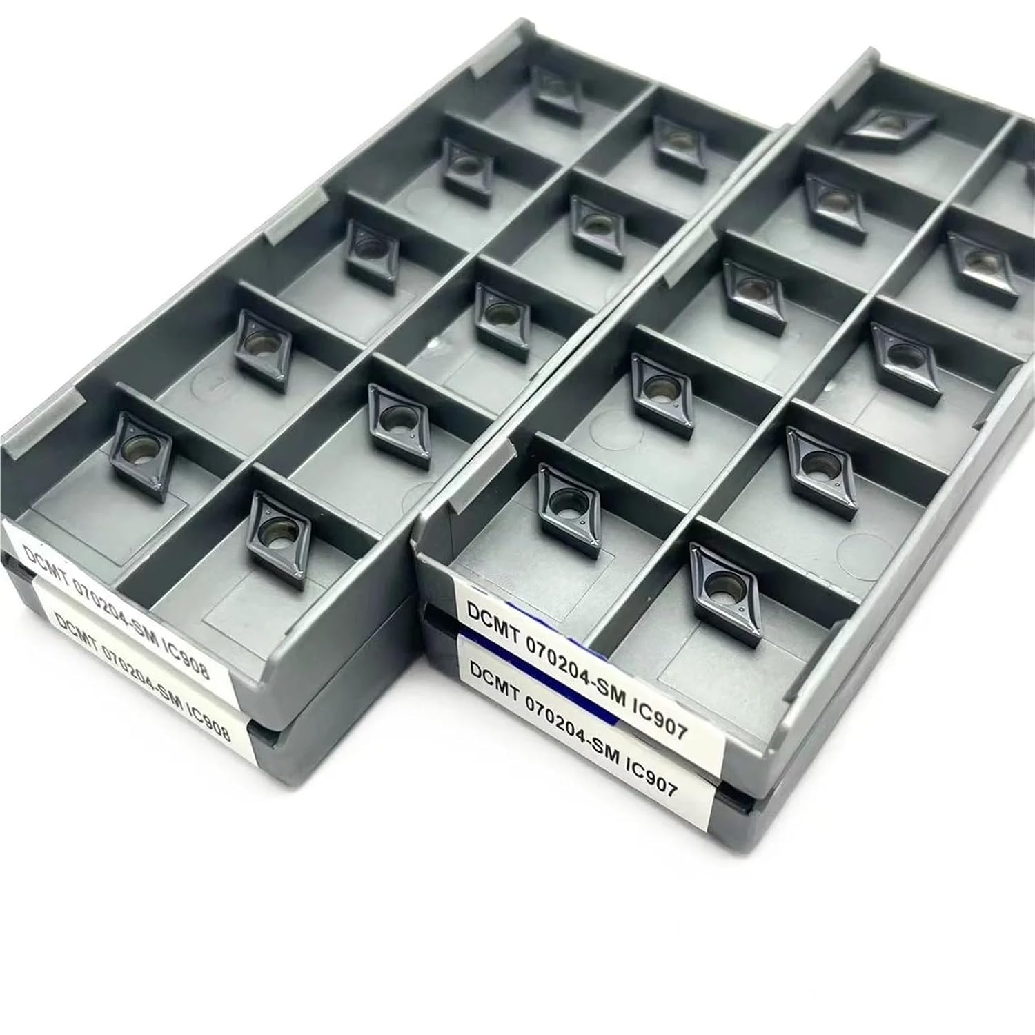 Lathe bits Cutter Inserts 10PCS DCMT070204 SM IC907 DCMT070204 SM IC908 Carbide Blade Outer Metal Turning Tool CNC Turning Tool(DCMT070204 SM IC908)