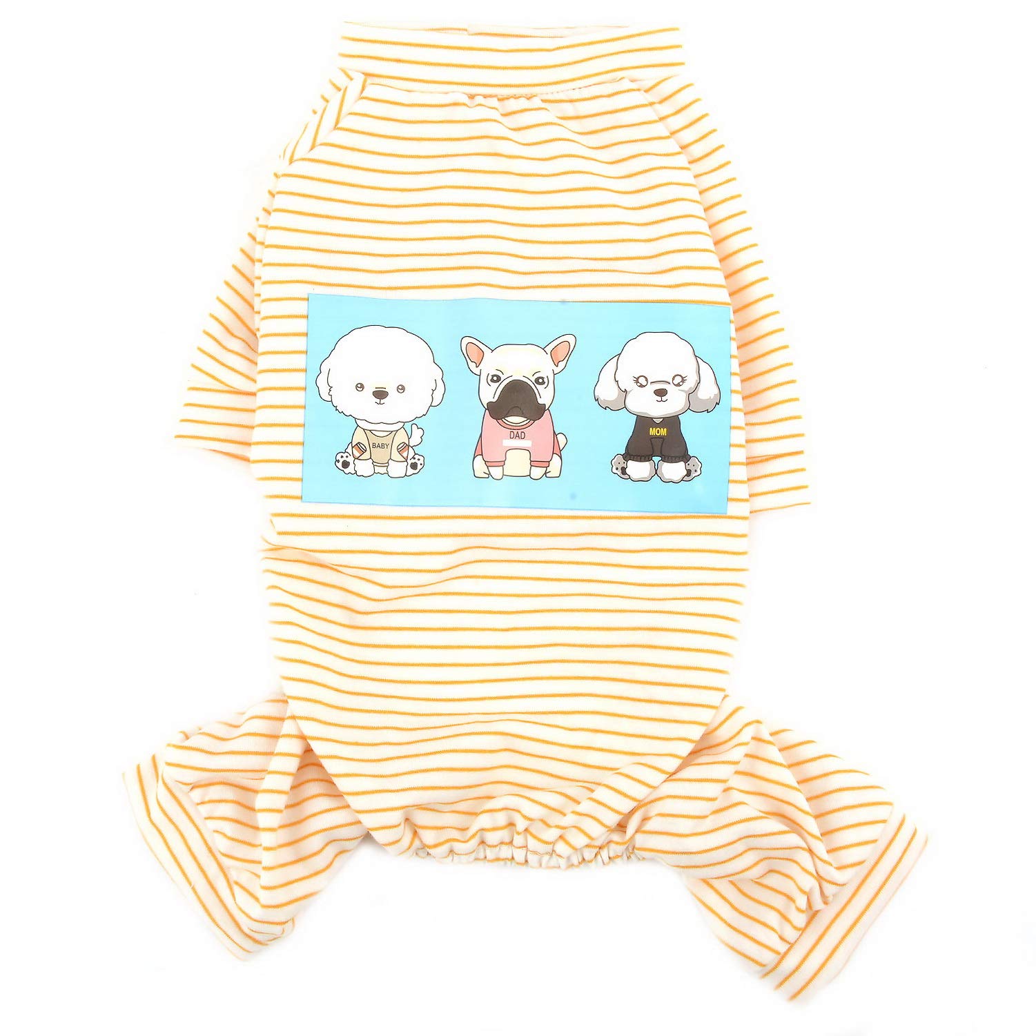 ZUNEA Hundepyjama XL - Weicher Baumwoll-Schlafanzug Für Kleine Hunde & Welpen, Gestreiftes Overall-Design In Gelb
