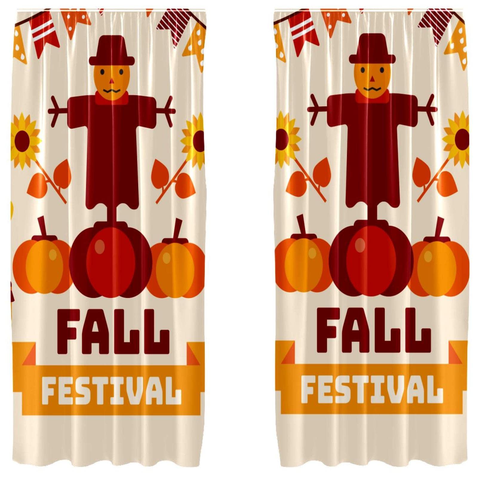 Rideaux légers automne pour tamiser la lumière lot de 2 voilages passe-tringle