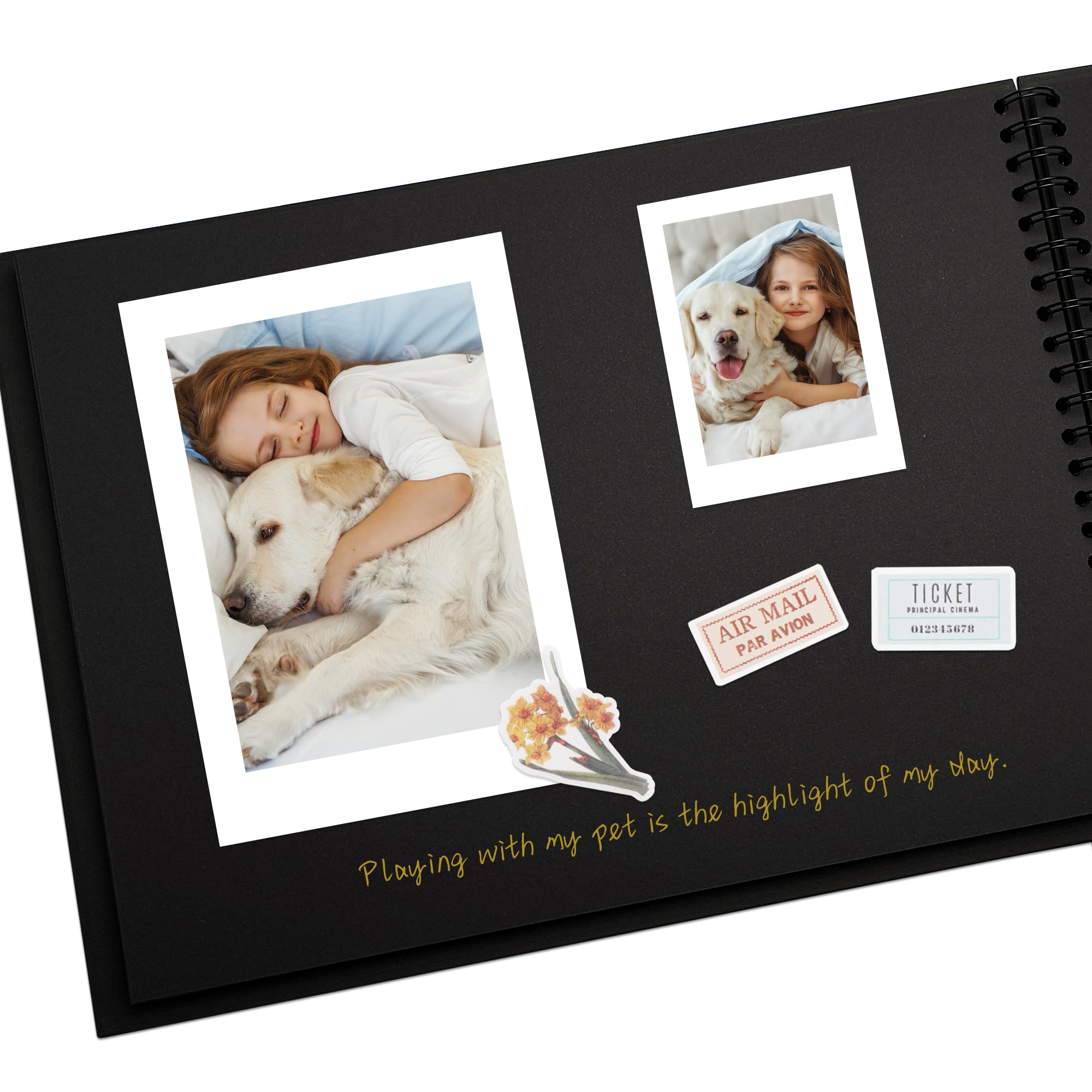 Scrapbooking Album Fotografico DIY, Album di Carta Kraft Spessa, Libro dei Ricordi per Matrimonio, Anniversario, Viaggio, Laurea, Bambino e Famiglia 28x20,5 cm 100 Pagine Nero