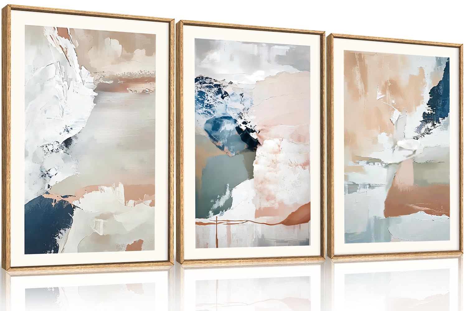 large abstract brush strokes framed canvas wall art,neutral navy blue wall decor,modern pastel wall painting,grey white toned artwork for living room,bedroom,dining room,office -16"x24"x3