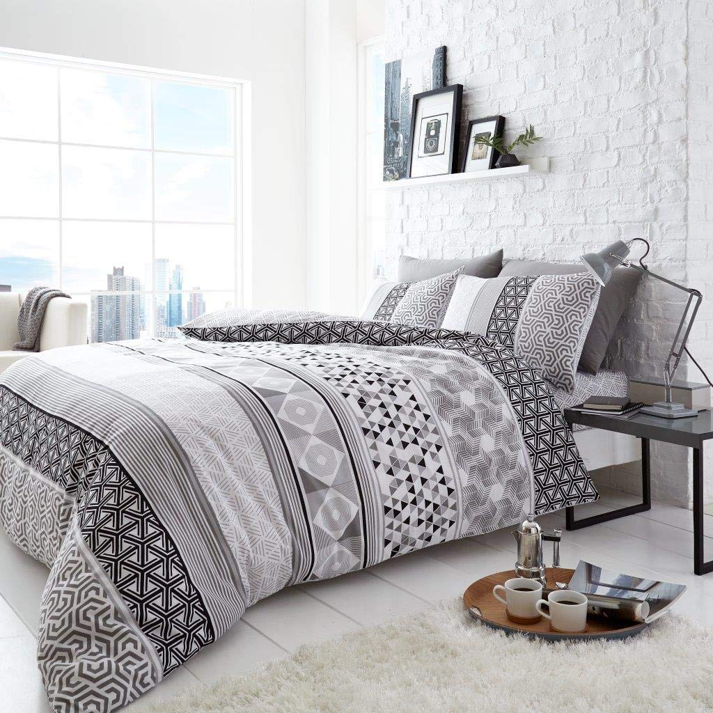 Gc Gaveno Cavailia Helsby Mono Gaveno Cavailia Luxurious Bed Set With Duvet Cover And Pillow Cases, Polyester-Cotton, Double, Linen,