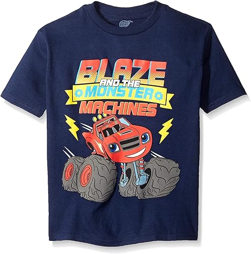 Nickelodeon Camiseta de manga corta Little Blaze & The Monster Machines Rev Up para niños, marino