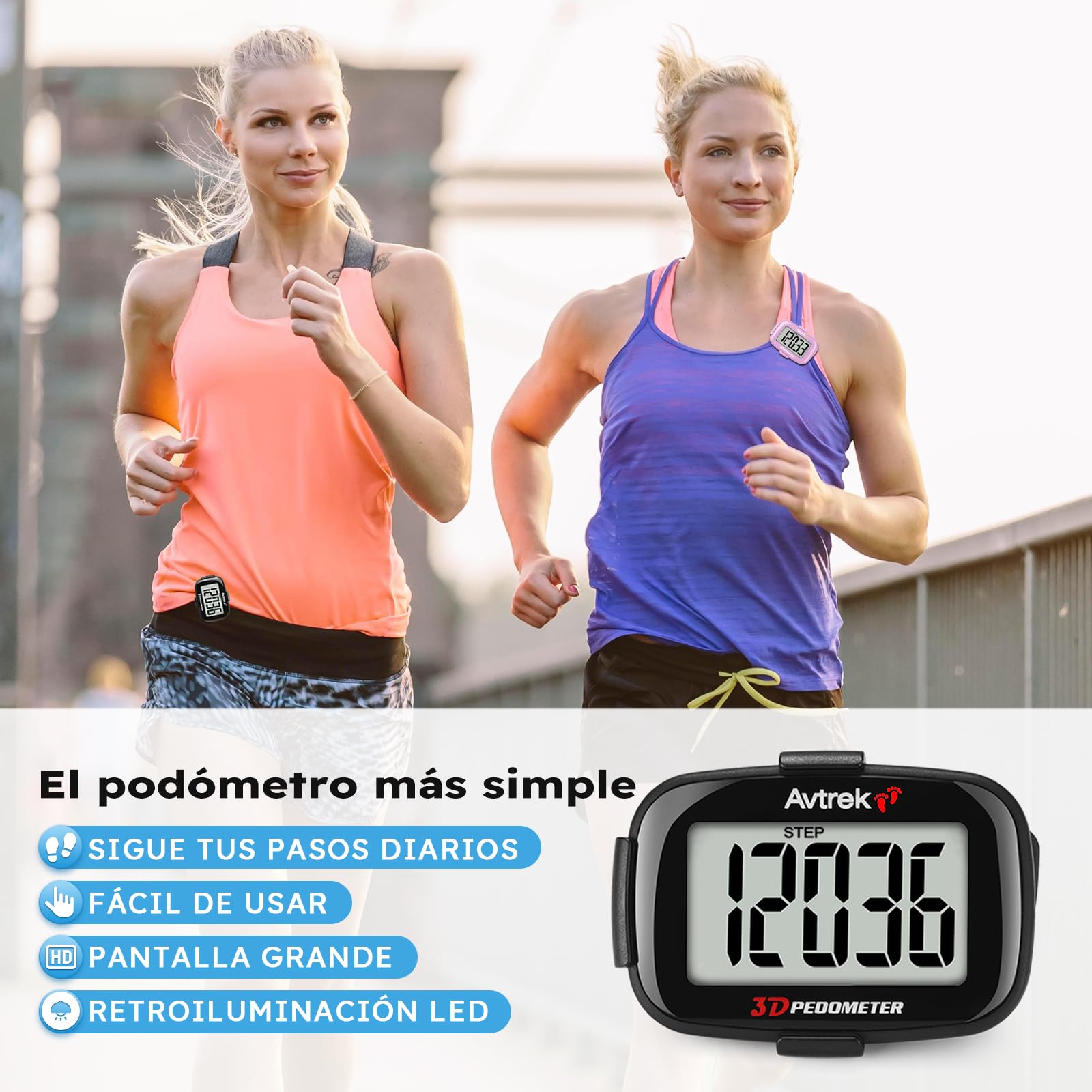 AVTREK Podomètre 3D Mini podomètre sans application sans Bluetooth pour marcher ou courir activités de randonnée en plein air