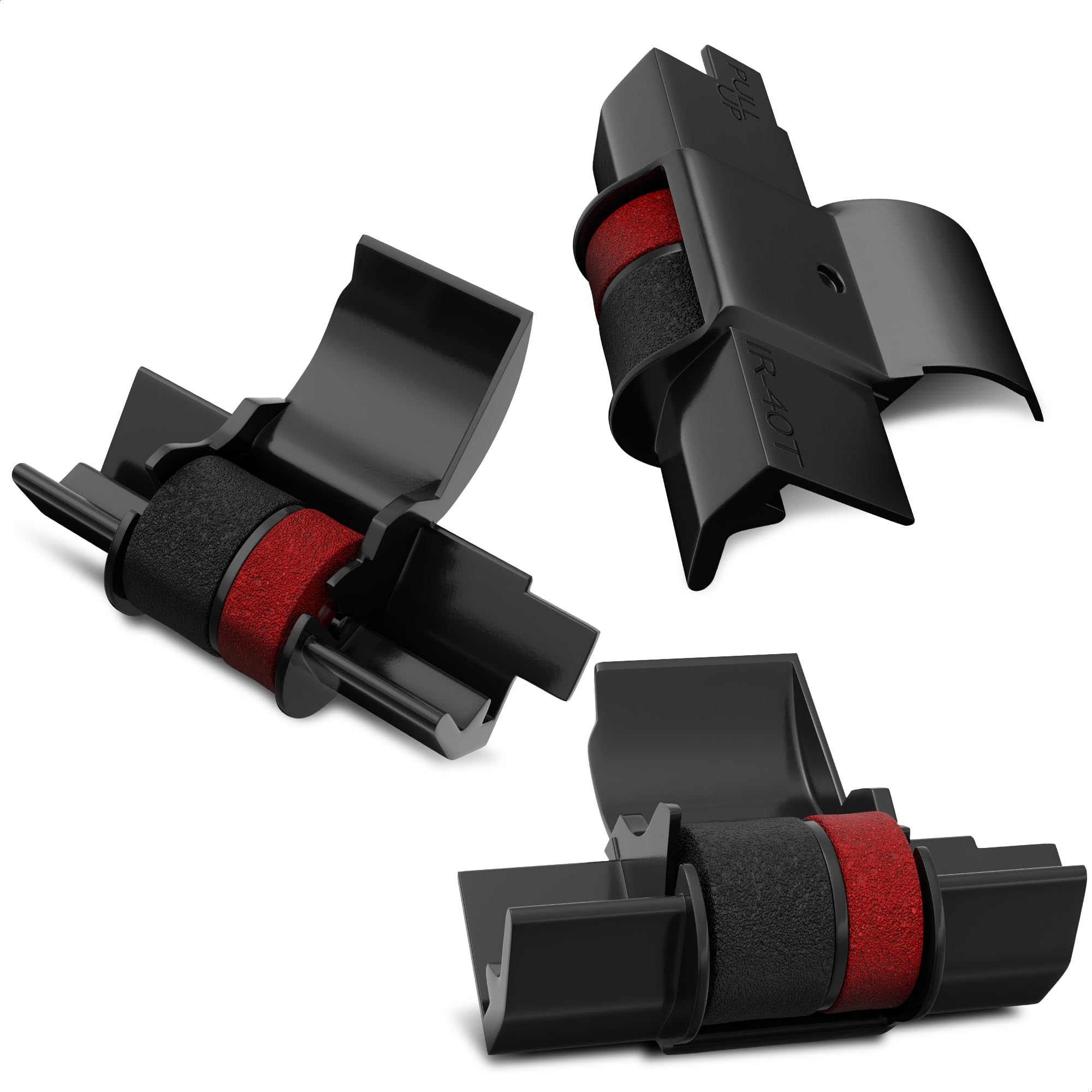3 Pack Calculator Ink Roller Black/Red - IR40T Compatible with Casio HR-170RC, HR-100TM / Canon P23-DHV Calculator/Sharp EL-1801V, EL-1750V & More - Individually Sealed Calculator Ink Cartridge