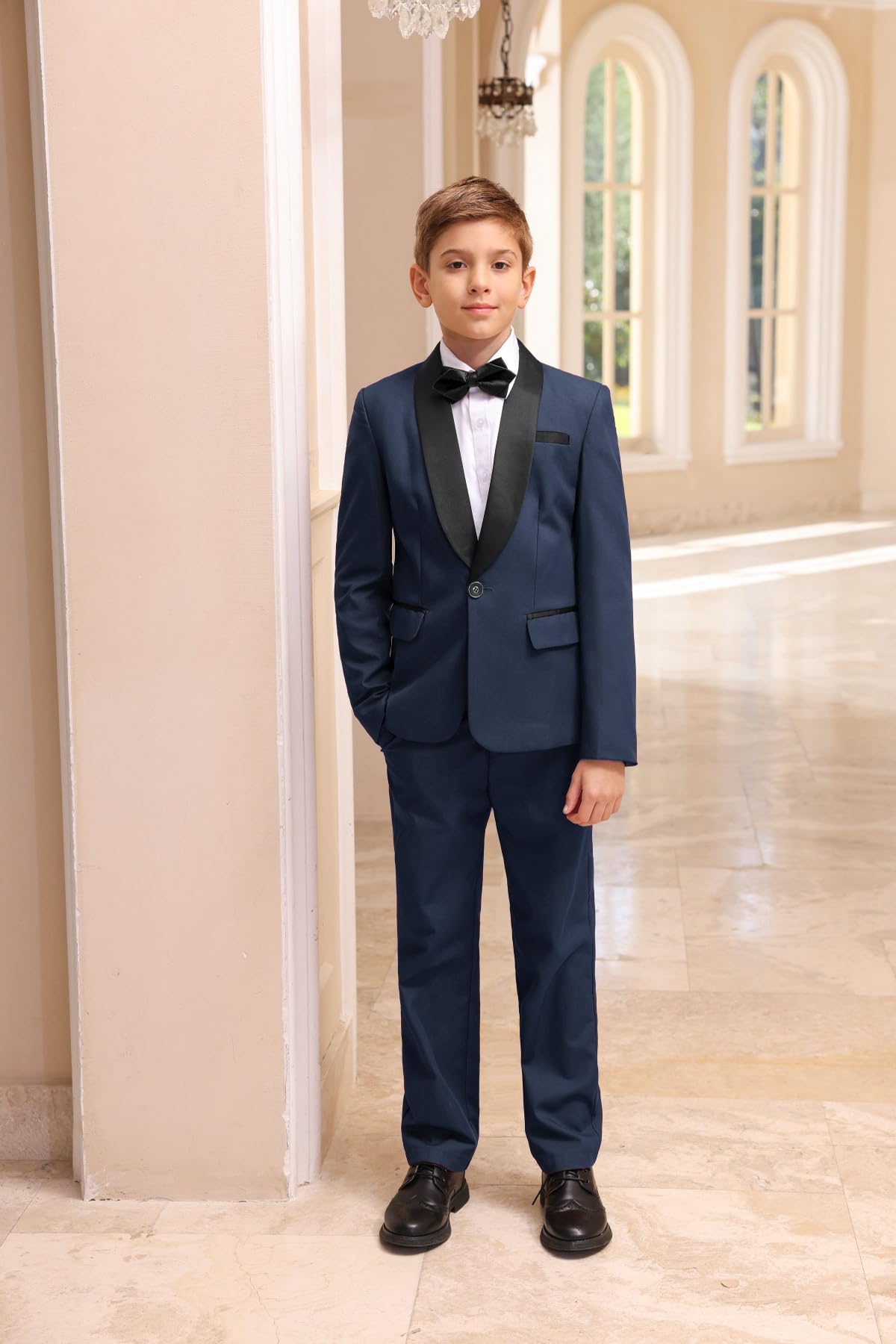 Sliktaa Jungen Kostüm Zweiteilige Schal Revers EIN-Knopf-Bankettkleid Hochzeit Gentleman