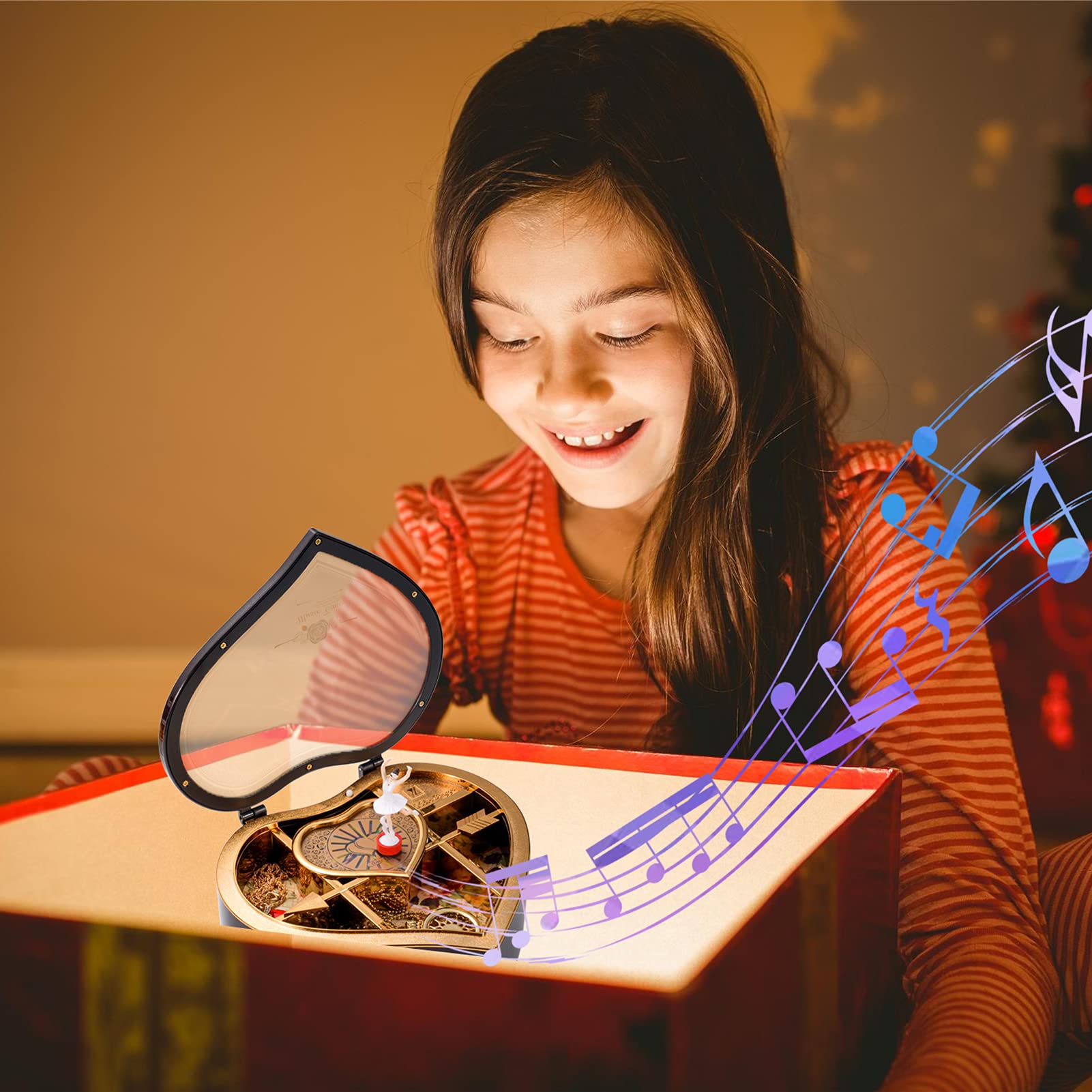 Amazon｜SPETYORT ミュージカルジュエリーボックス 女の子用 ハート型