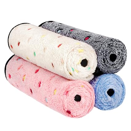 Pedgot 4 Pieces 24 x 16 Inches Dot Print Pet Blanket Fluffy Durable Dog Blanket Soft Pet Throw Bed Cover for Pets, Blue, Pink, Dark Grey, Beige