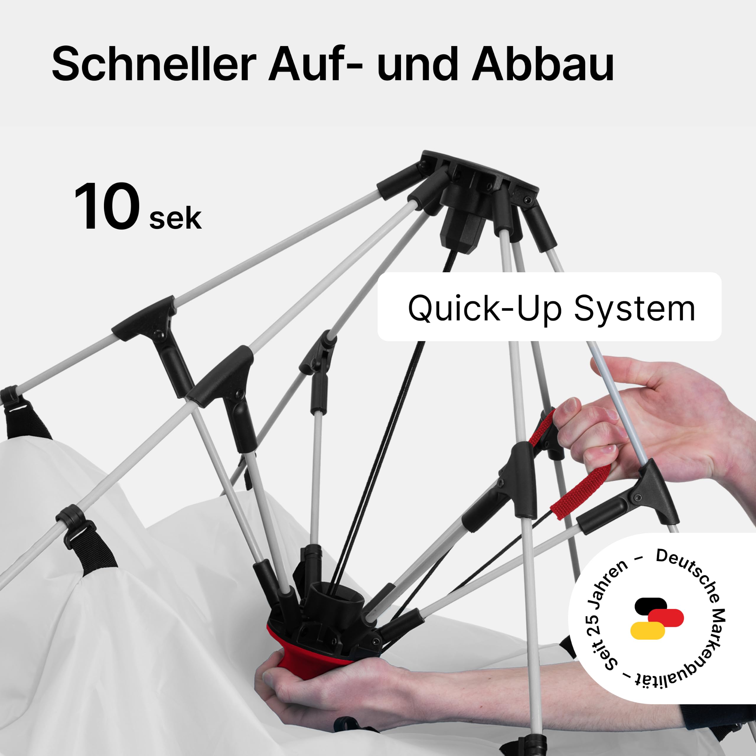 qeedo Quick Bay Strandmuschel UV-Schutz 80+ 360° Panorama View leichtes Strandzelt Quick-Up-System 2 Personen