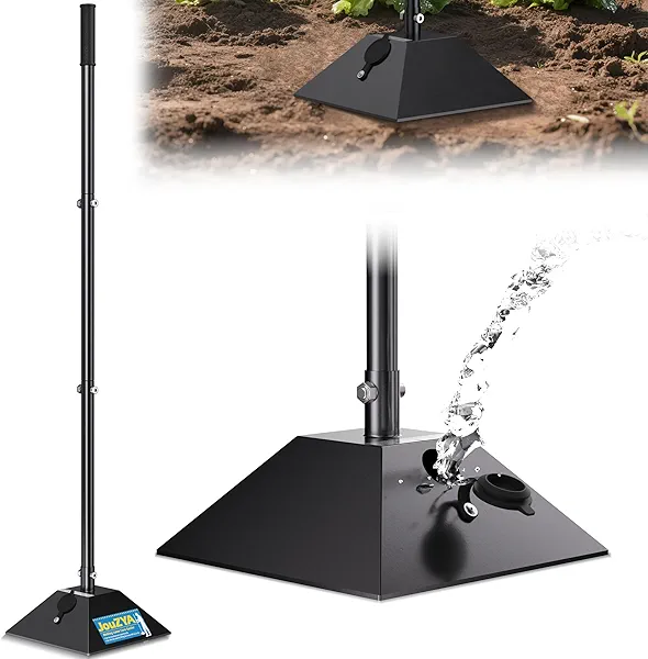 Tamper Tool with 8"x8" Compactor Plate & Fillable Steel Base, 49" All-Steel Handle, Adjustable Height, Ergonomic Grip for Soil, Asphalt, Gravel & Paver Compaction (8IN)