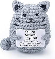Handmade Cute Crochet Cat Plush by atimier - Funny Inspirational Gift for Men, Women, Birthdays, Valentine's Stocking Stuffers