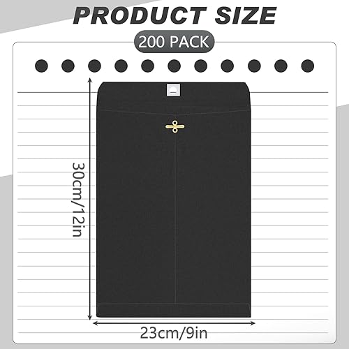 Miniatura 2 de Geyee 200 sobres de manilla de 9 x 12 pulgadas con cierre de cierre, sobres grandes de color de papel para almacenar correo, hogar, negocios,