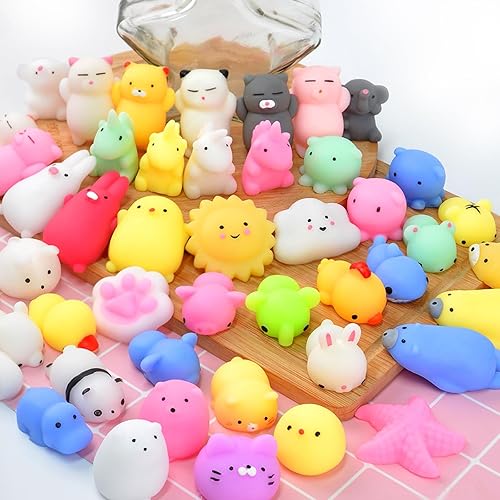 OCATO 40 piezas de juguetes esponjosos Mochi Squishy para niños, recuerdos de fiesta, rellenos de calcetines, mini juguetes esponjosos kawaii,