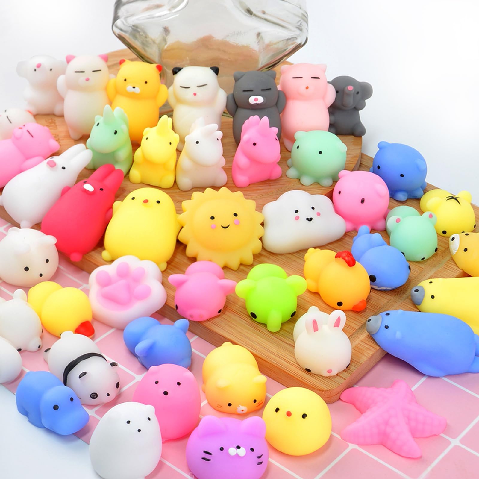OCATO Squishies Mochi Squishy Toys 40pcs Party Favors for Kids Mini Squishy Kawaii Mochi Animal Squishies Cat Unicorn Squishy Mini Squeeze Stress Relief Toys for Kids Adults Treasure Box Toys, Random