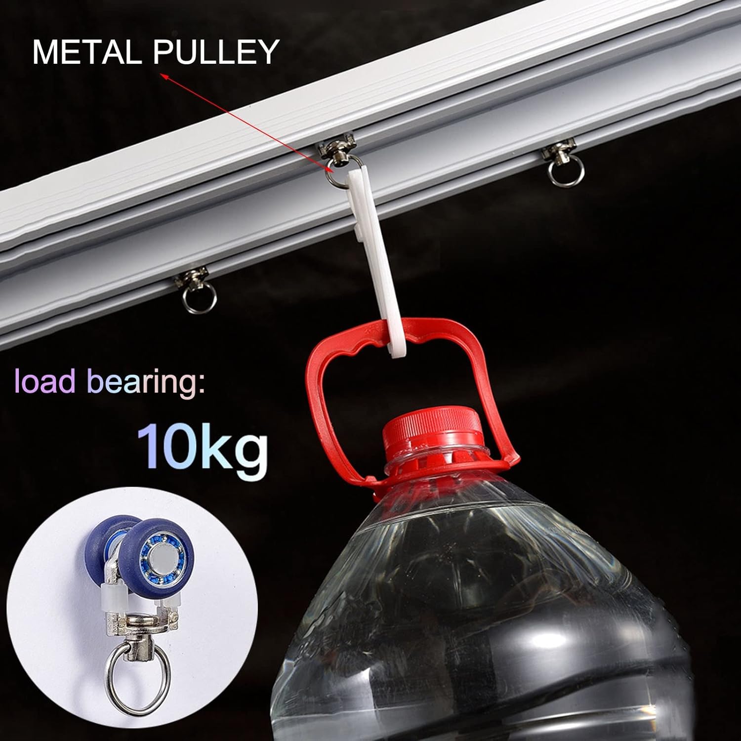 Ceiling Curtain Track with Double Rows of Pulleys, Heavy-Duty Aluminum Curtain Rail Set, Comes with Tracks,Rollers,Installation Hardware and End Cap(Color:White,Size:4m/13.1ft)