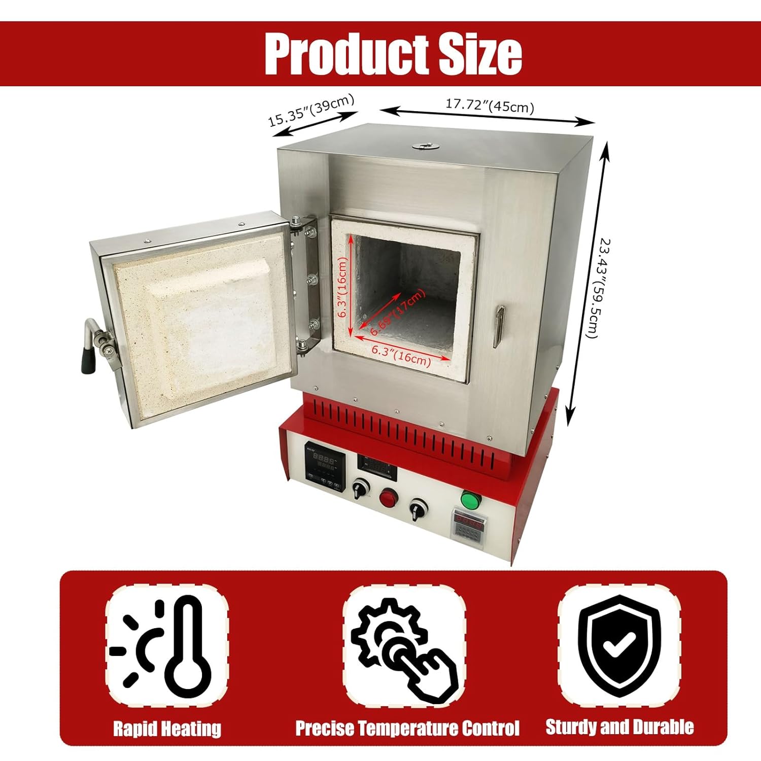 Laboratory Resistance Furnace 1100°C Max Temperature Compact All-in-One Benchtop Muffle Furnace for Lab, Dental, Jewelry Making 110V 3KW