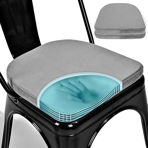 SINOSSO Juego de 2 cojines magnéticos de metal para sillas de cocina, de espuma viscoelástica, de terciopelo de lujo, de 14 pulgadas, para silla